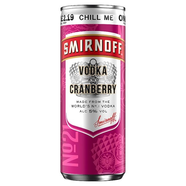 Smirnoff Vodka and Cranberry 250ml Can