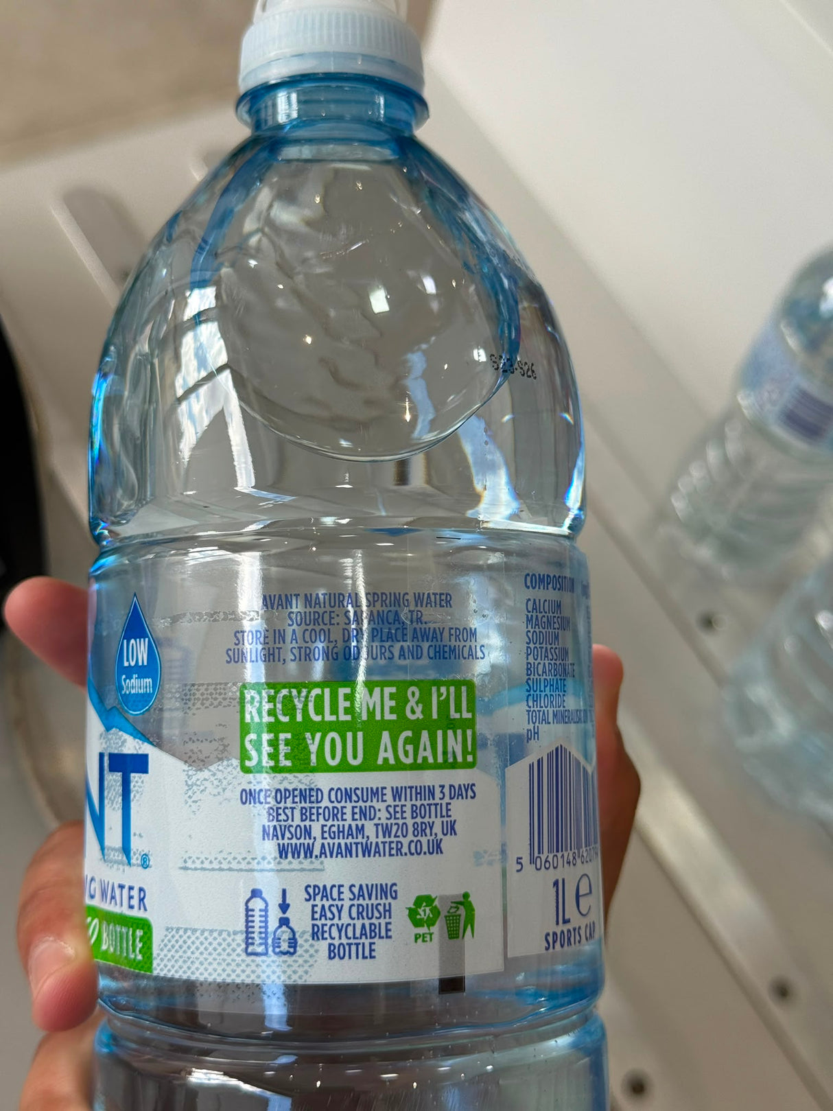 Avant Natural Spring Water 1L Sports Cap