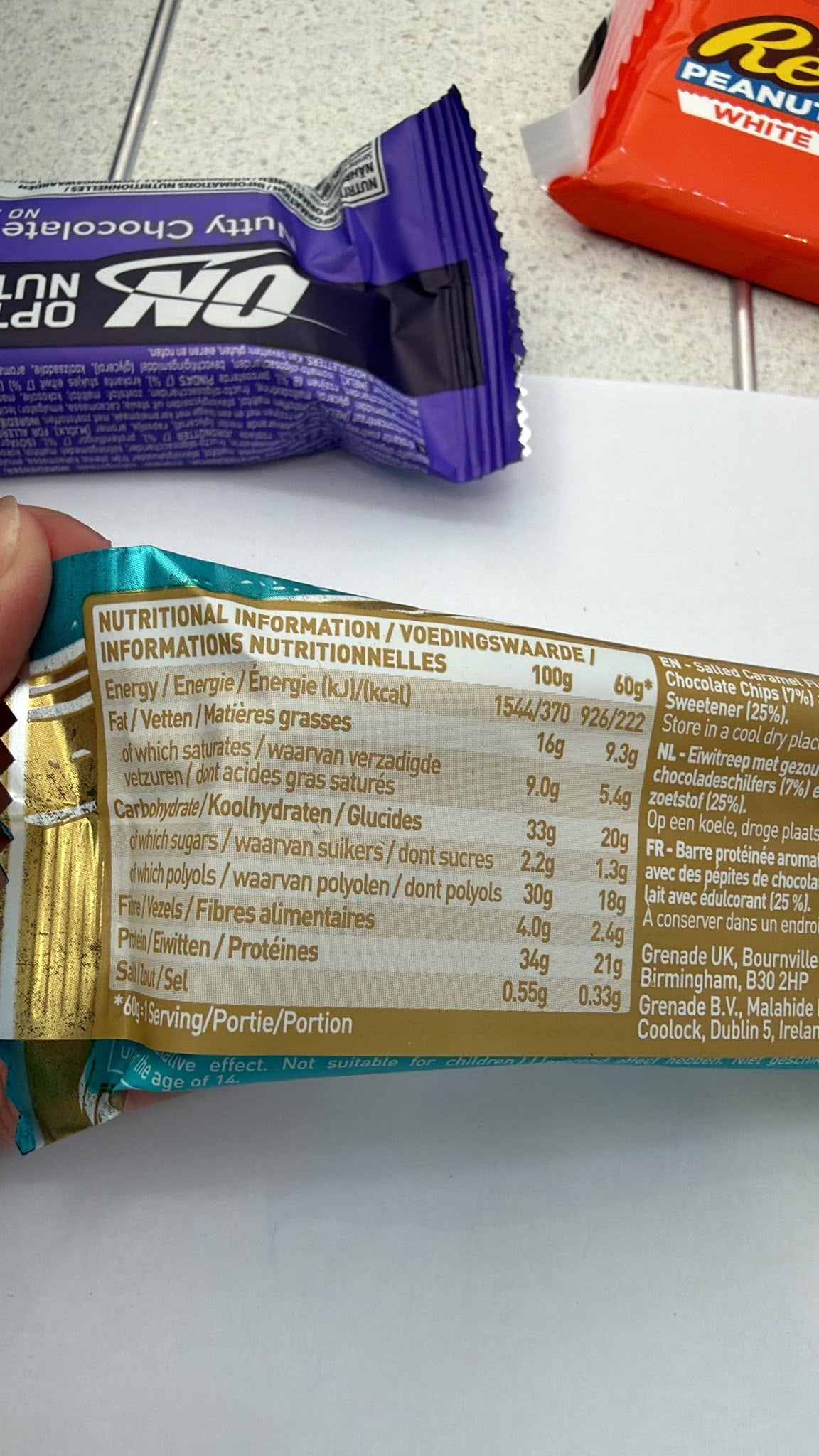 Grenade Chocolate Chip Salted Caramel Protein Bar 60g