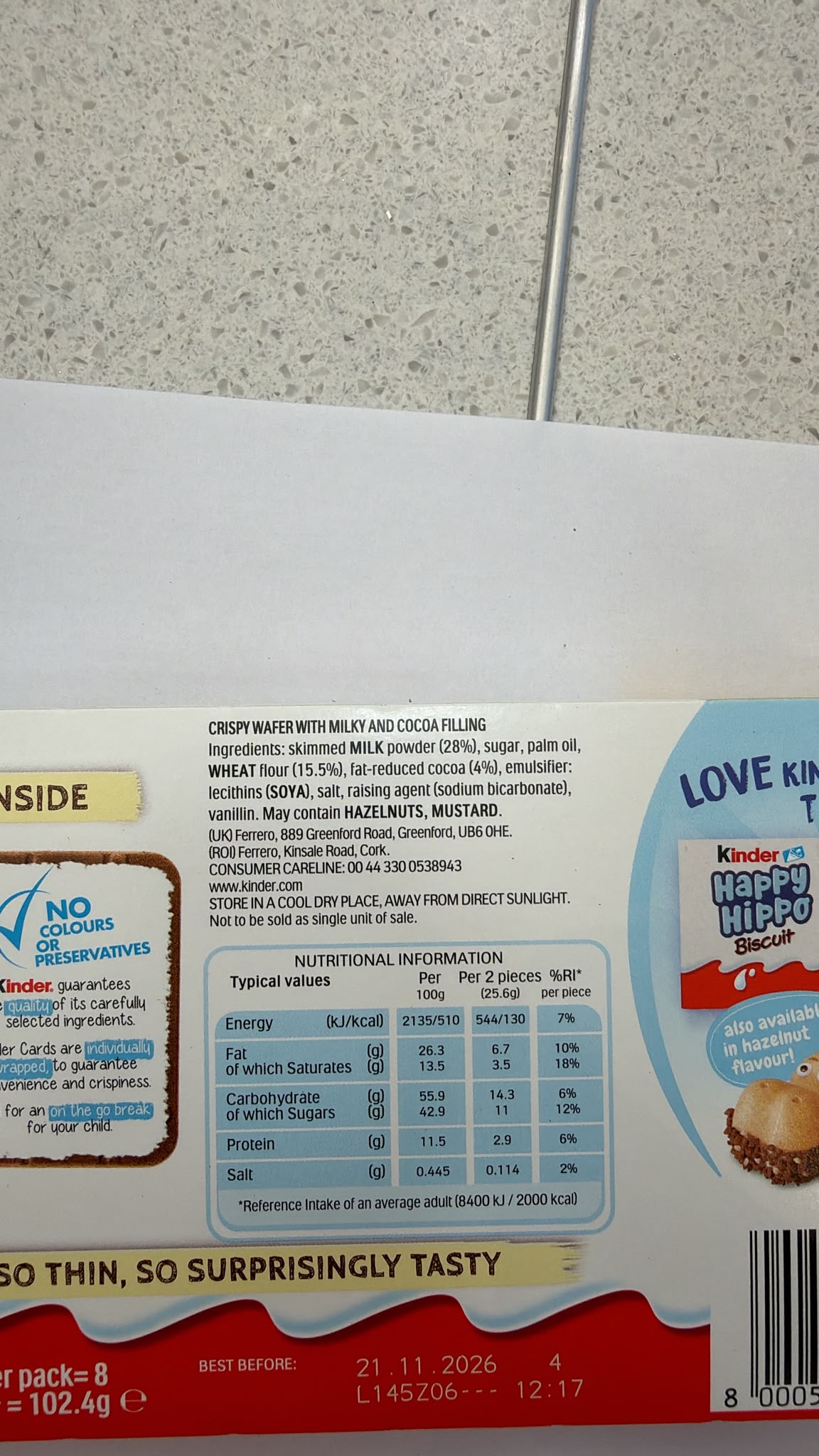 Kinder Cards Biscuits 8 Pack 102.4g