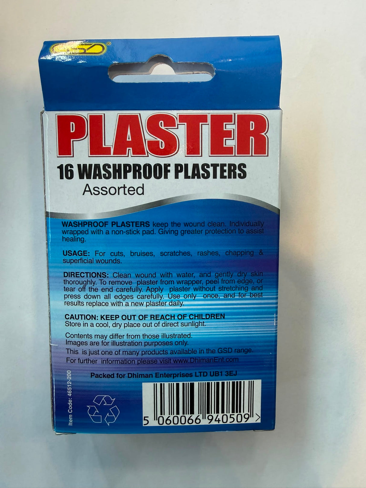 GSD Washproof Plasters Assorted 16 Pack
