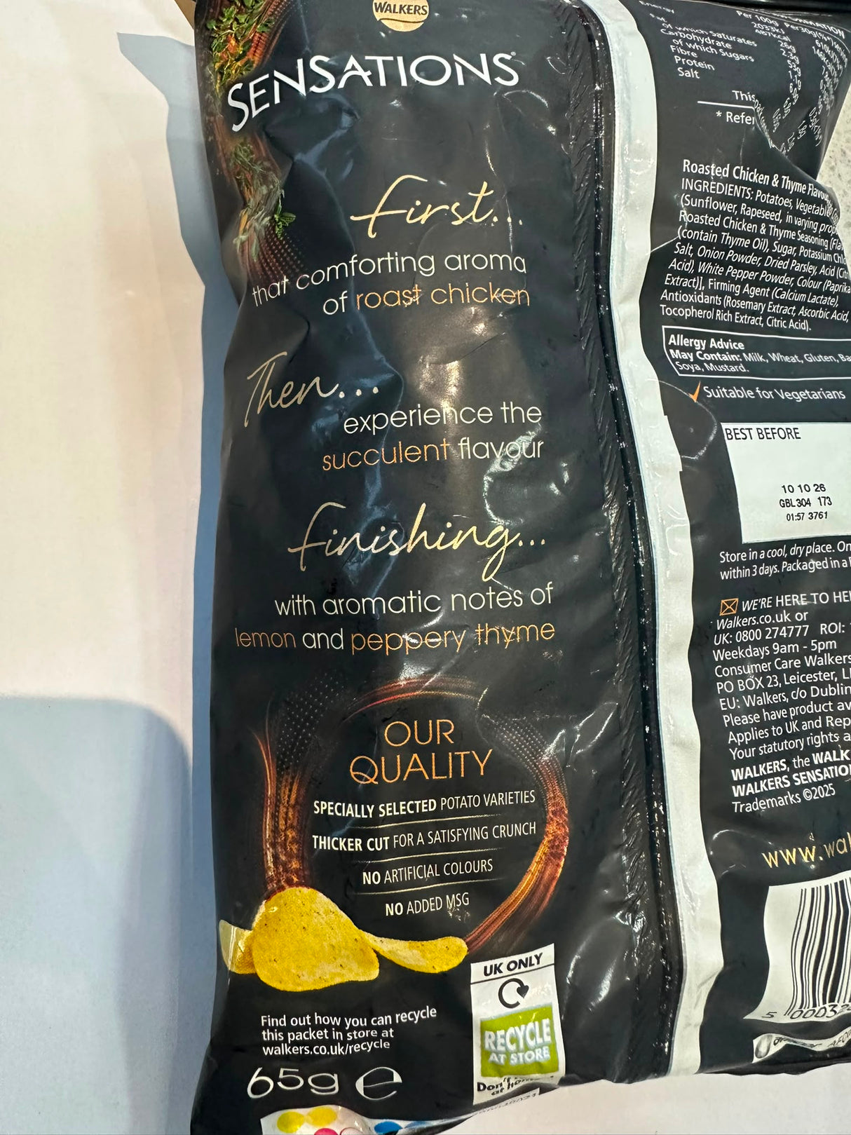 Walkers Sensations Roasted Chicken & Thyme Crisps 65g | Asian Grocery UK