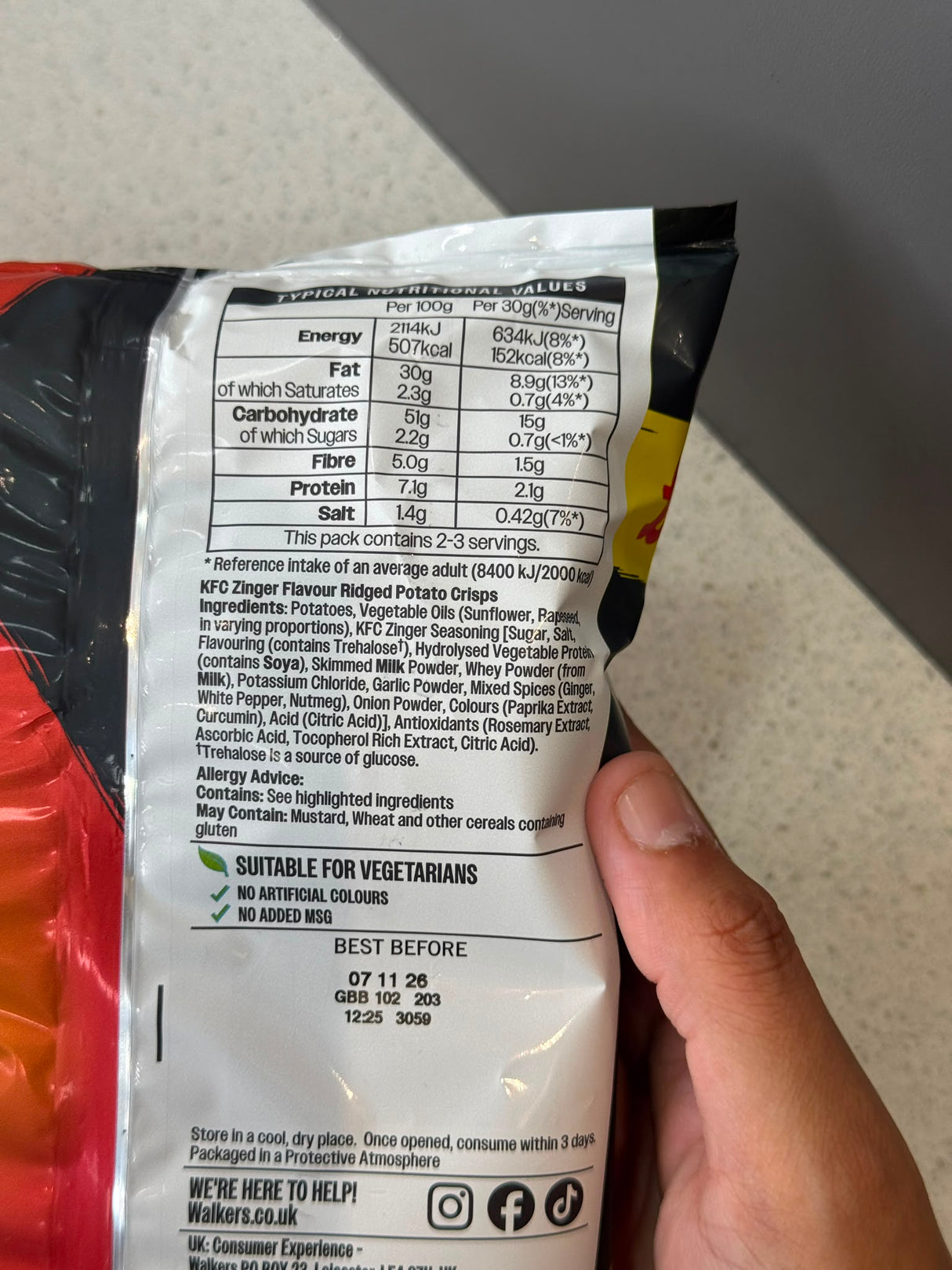 Walkers Max KFC Zinger Flavour Ridged Potato Crisps 70g | Asian Grocery UK