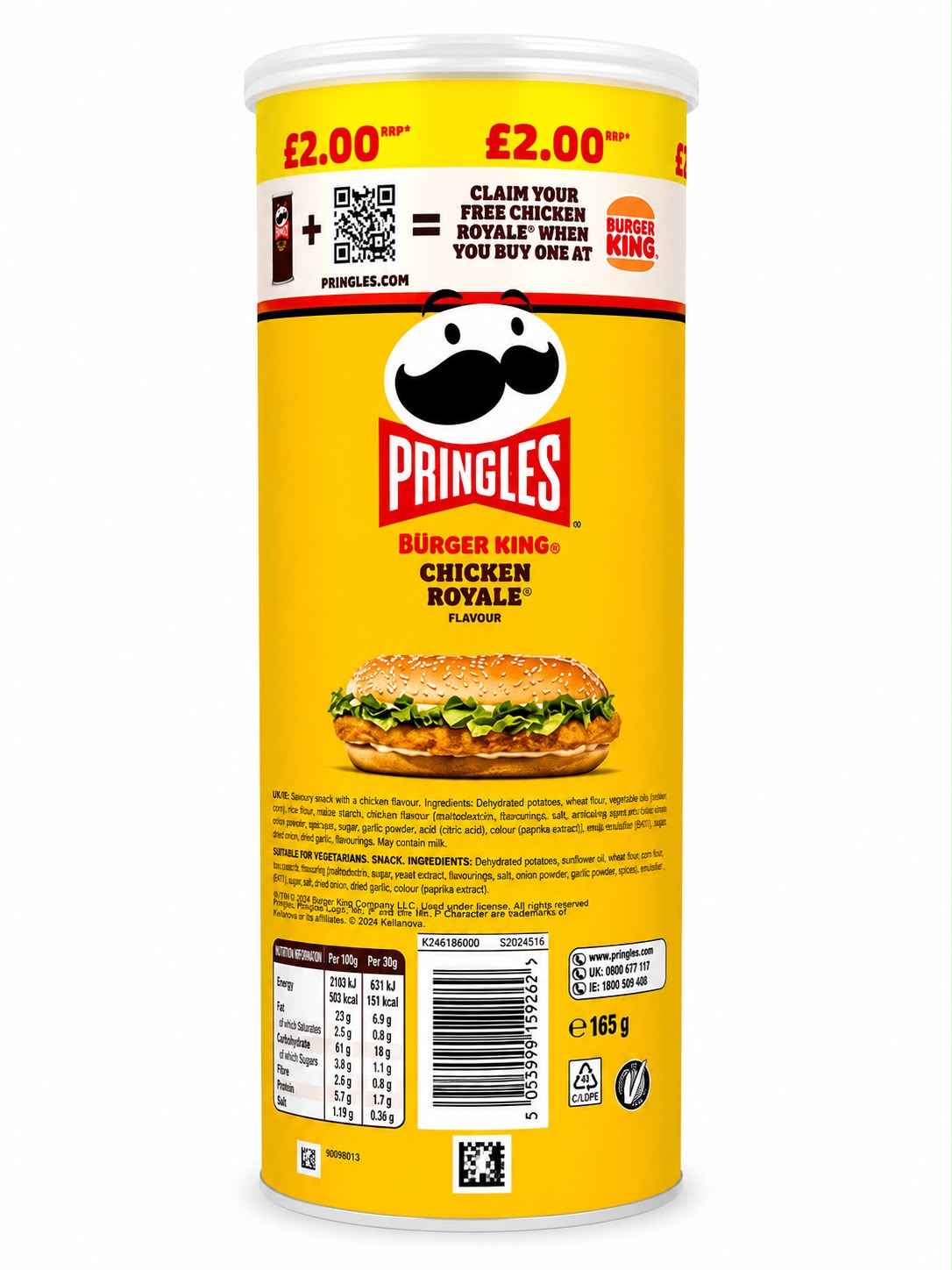 Pringles Burger King Chicken Royale Flavour Crisps 165g | Asian Grocery UK