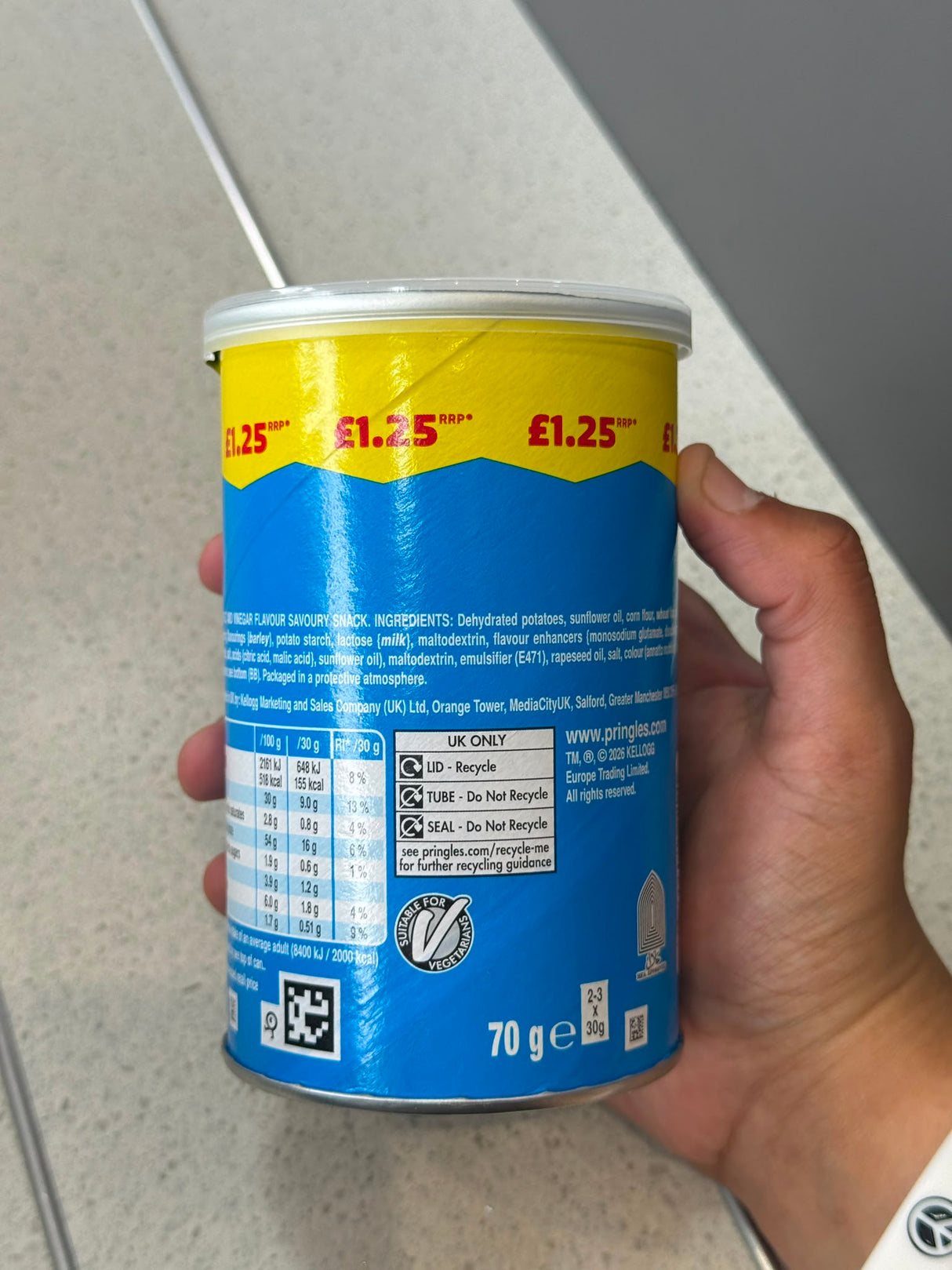 Pringles Salt & Vinegar Crisps 70g | Asian Grocery UK