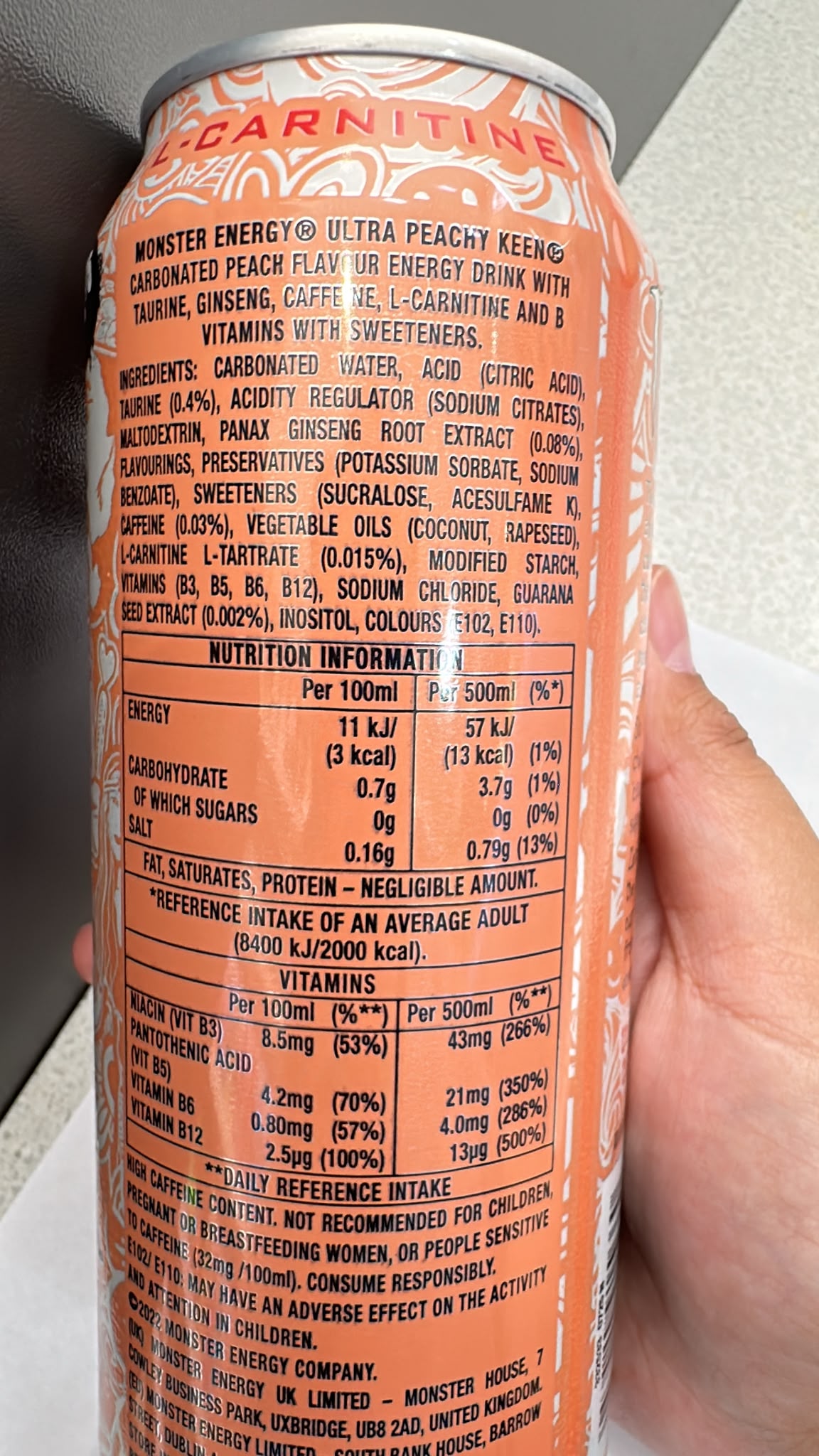 Monster Energy Ultra Peachy Keen Zero Sugar 500ml | Asian Grocery UK