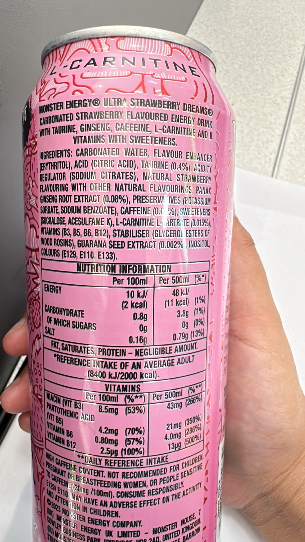 Monster Energy Ultra Rosa Zero Sugar Strawberry Dreams 500ml | Asian Grocery UK