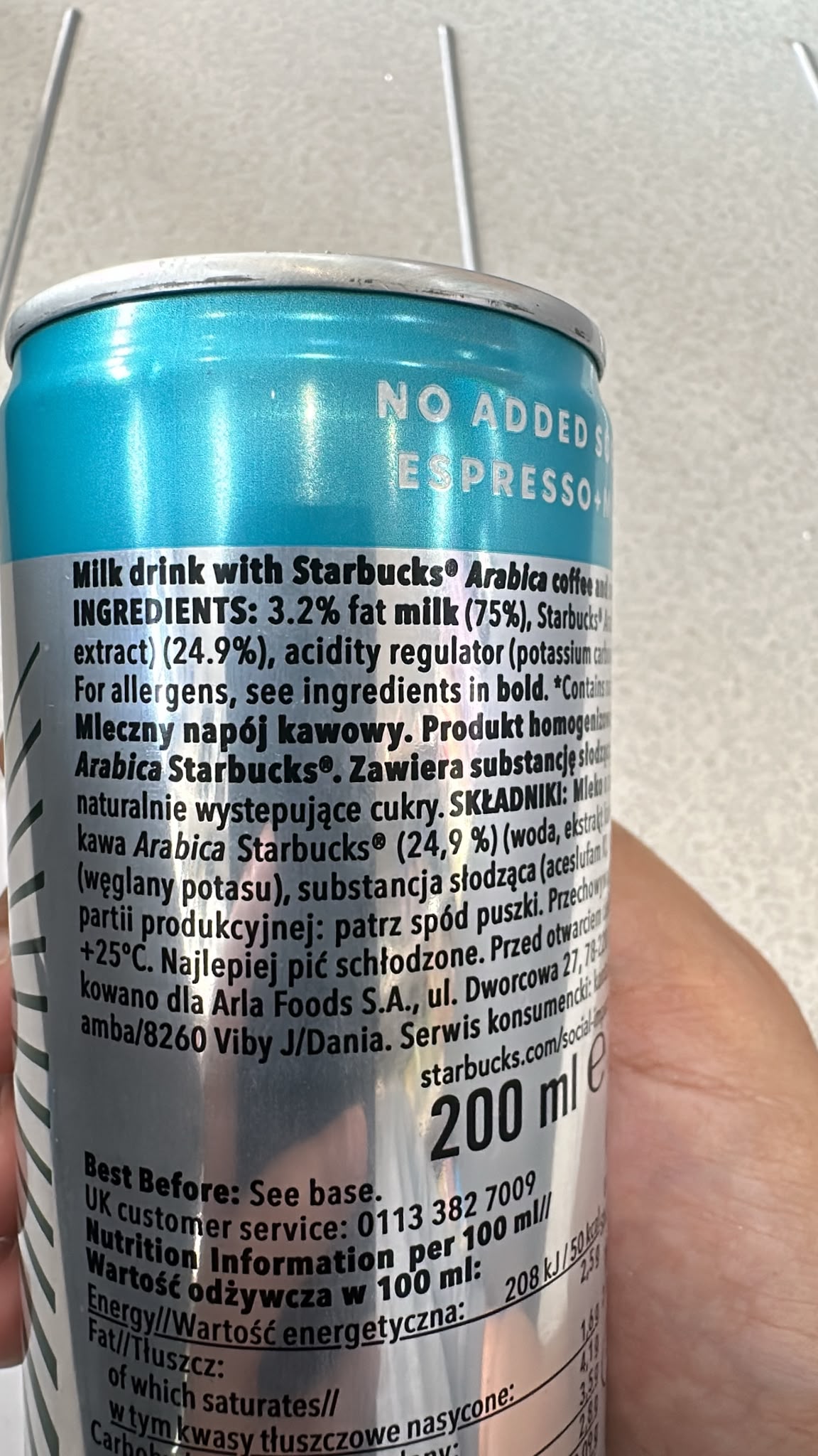 Starbucks Doubleshot Espresso No Added Sugar Espresso + Milk 200ml | Asian Grocery UK