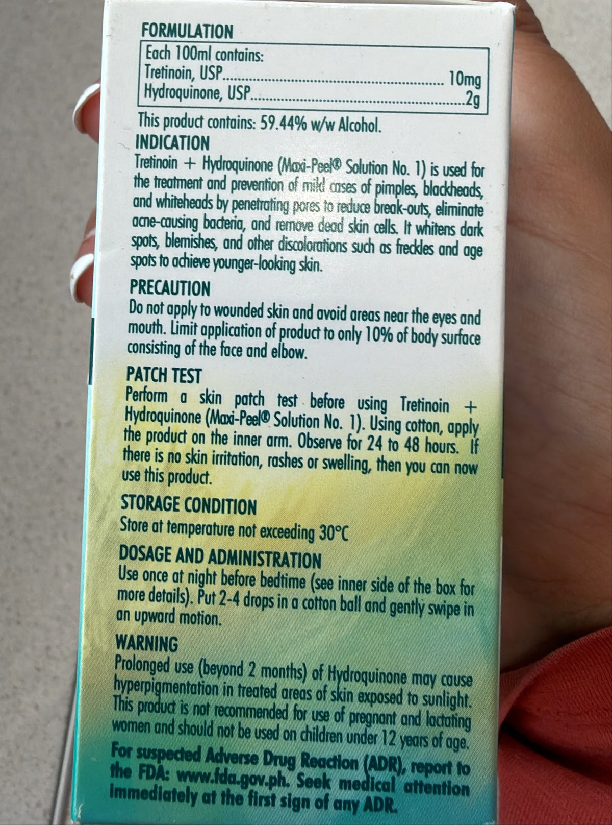 Maxi-Peel No. 1 Tretinoin and Hydroquinone Exfoliant Solution 60 ml