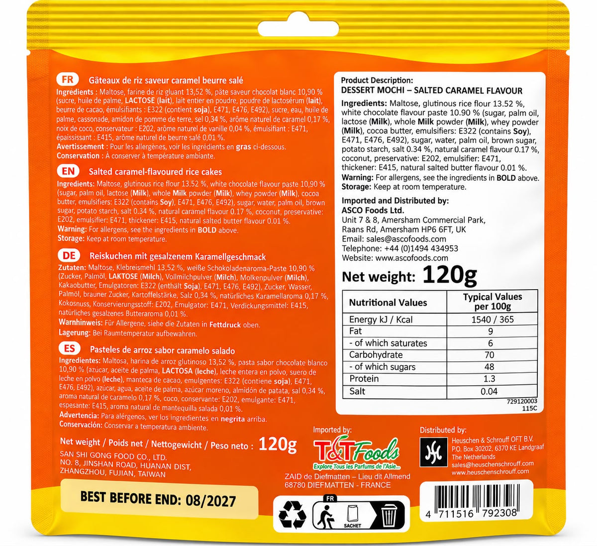 Yuki & Love Dessert Mochi Salted Caramel Flavour 120g