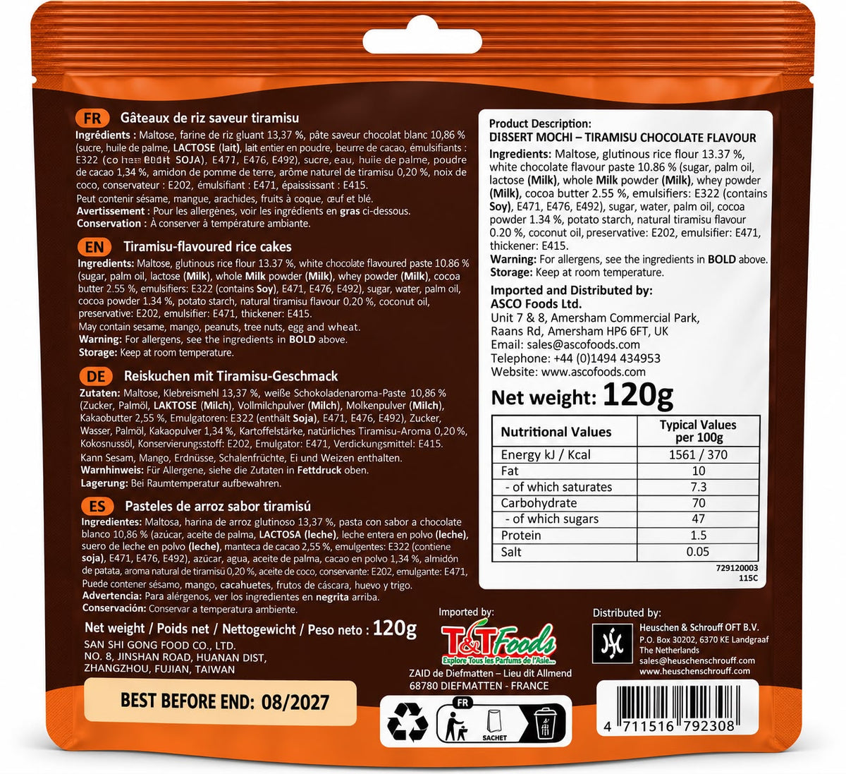 Yuki & Love Dessert Mochi Tiramisu Flavour 120g
