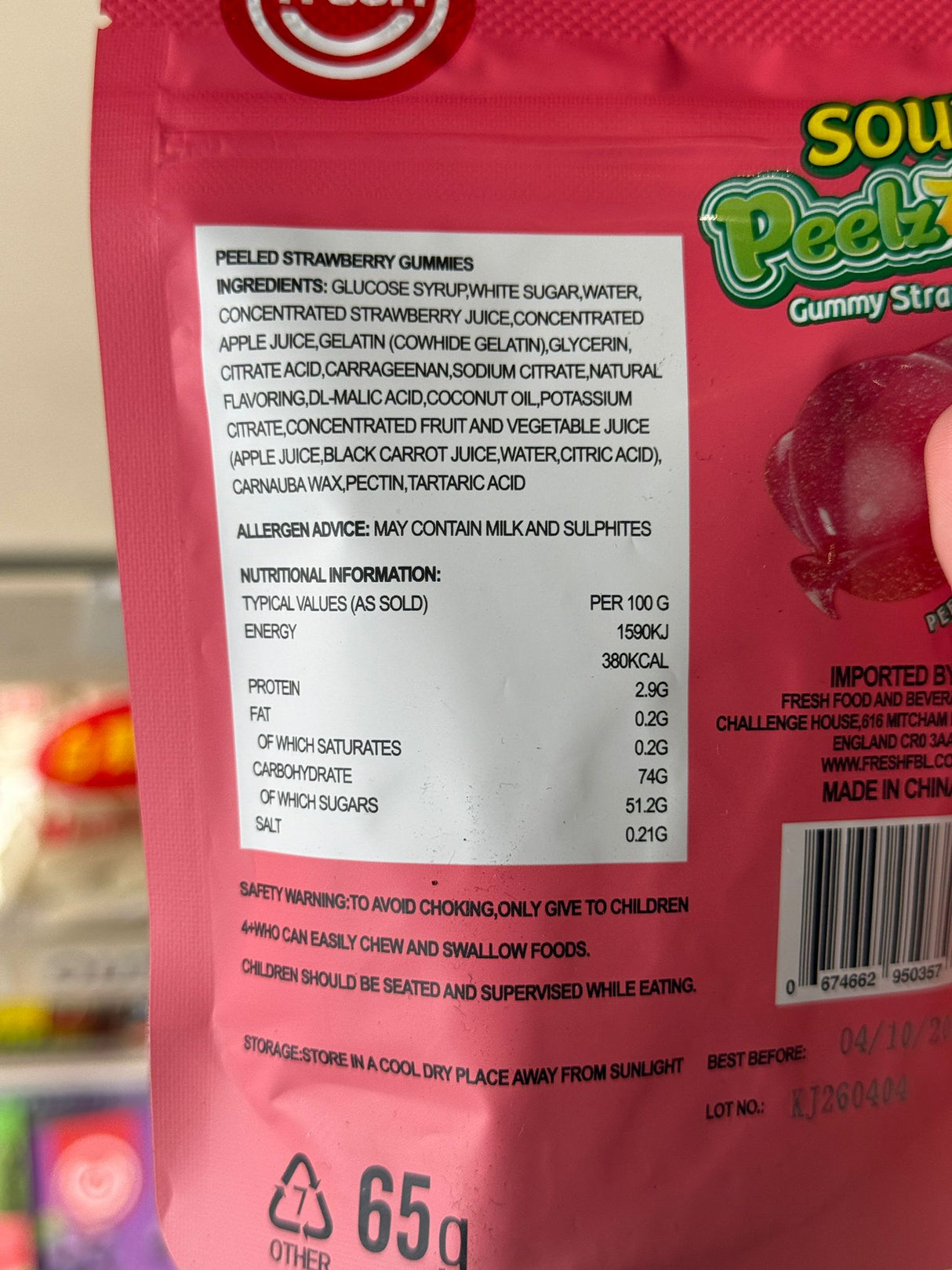 Fresh Sour PeelzZup Gummy Strawberry 65g
