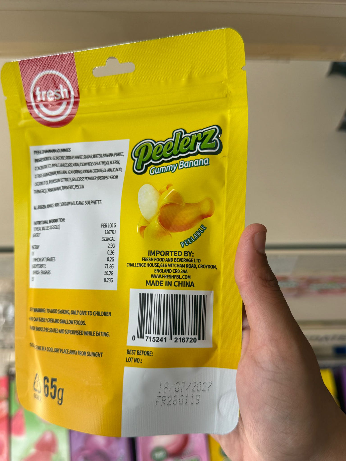 Fresh Peelerz Gummy Banana 65g