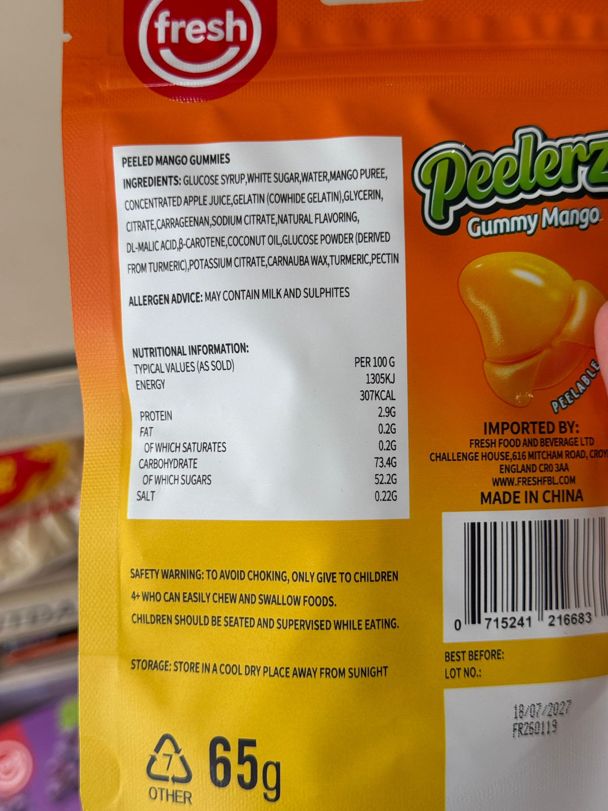 Fresh Peelerz Gummy Mango 65g