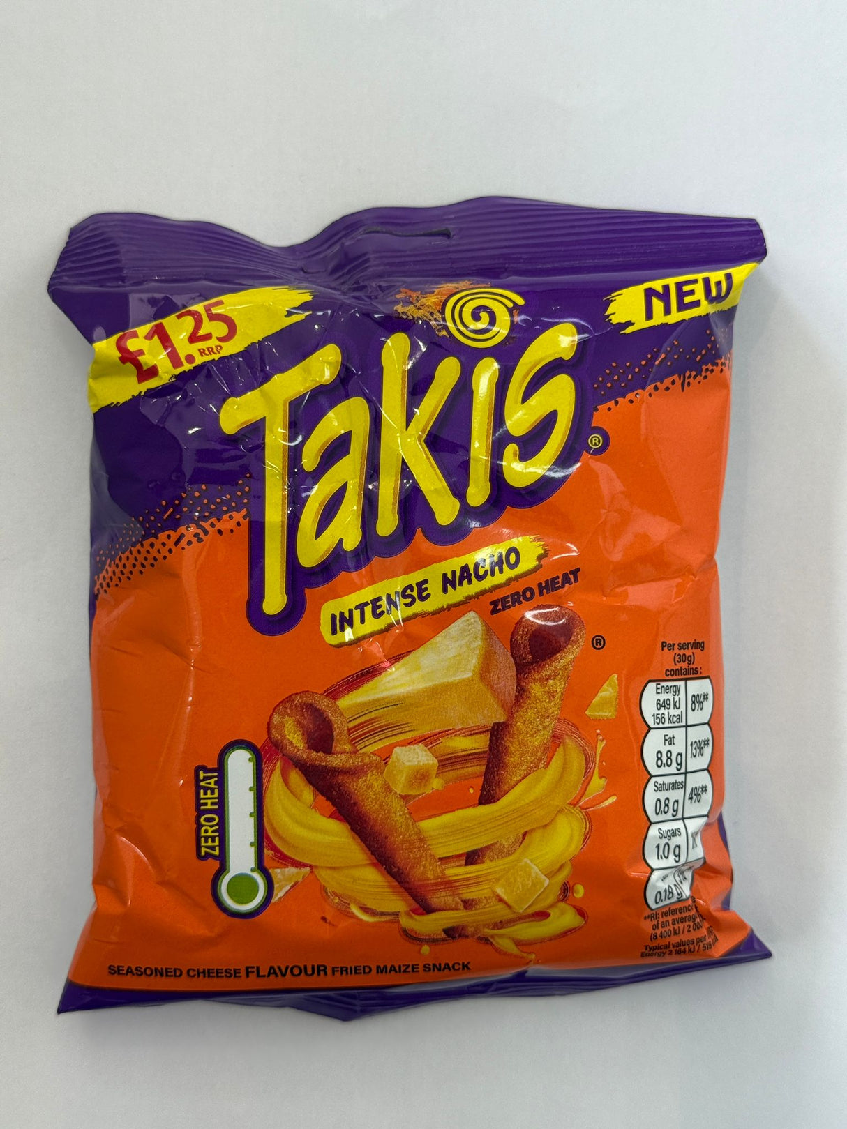 Takis Intense Nacho Zero Heat Cheese Flavour Fried Maize Snack 55g