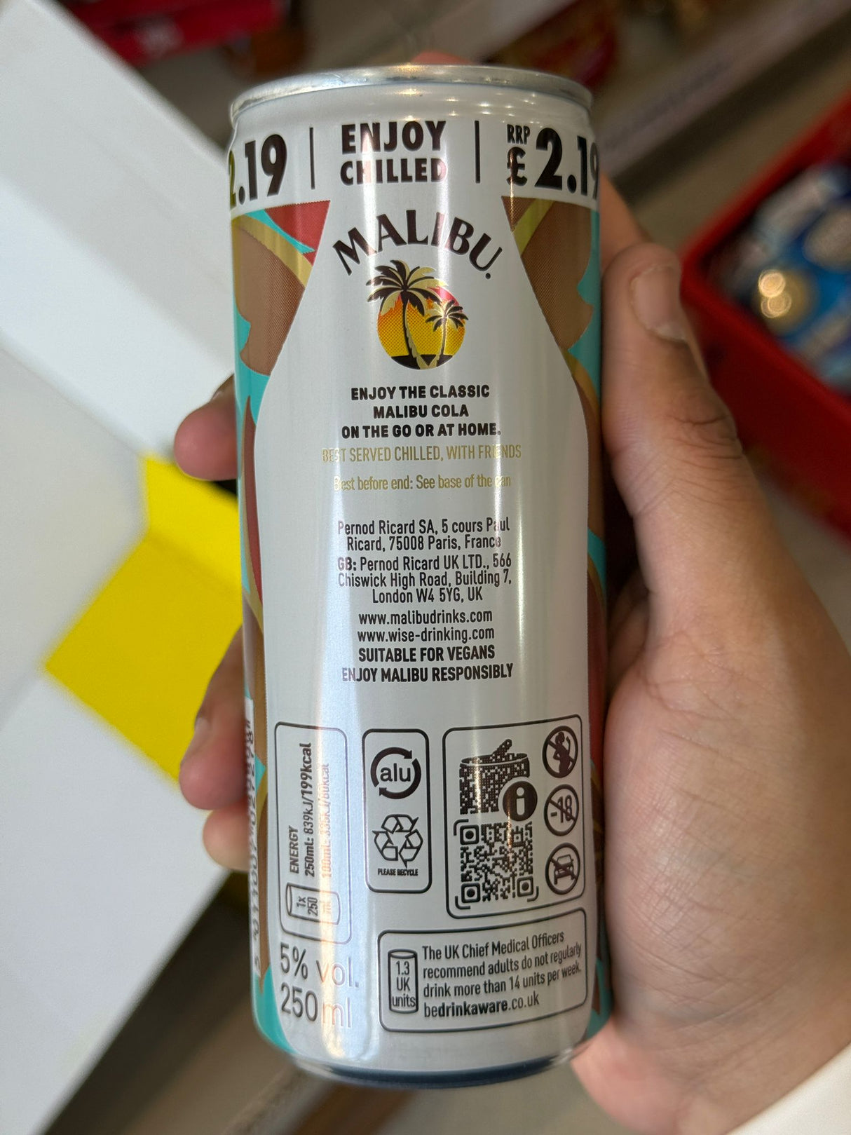 Malibu Cocktails Cola Sparkling Can 250ml