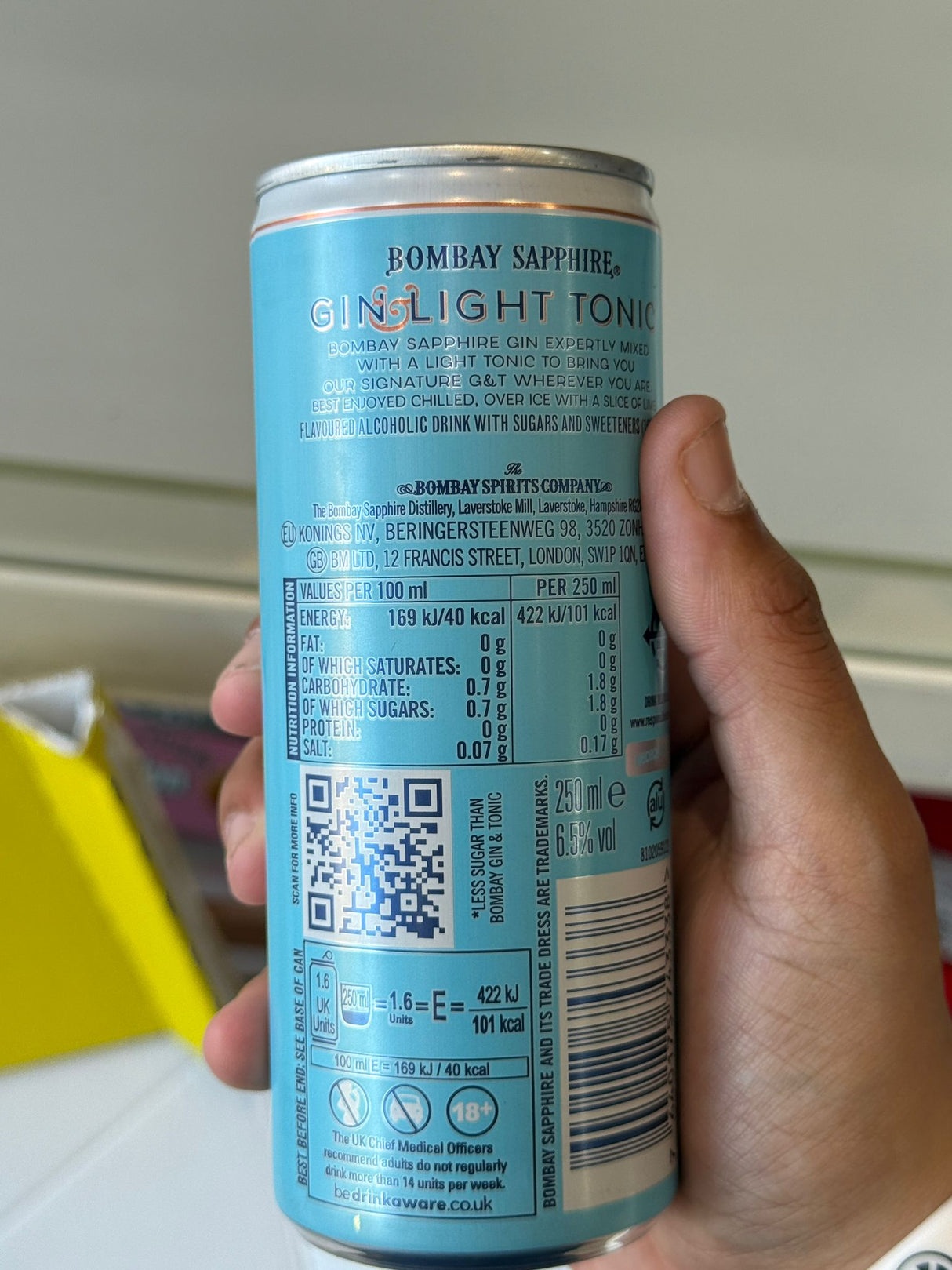 Bombay Sapphire Gin & Light Tonic 250ml Can