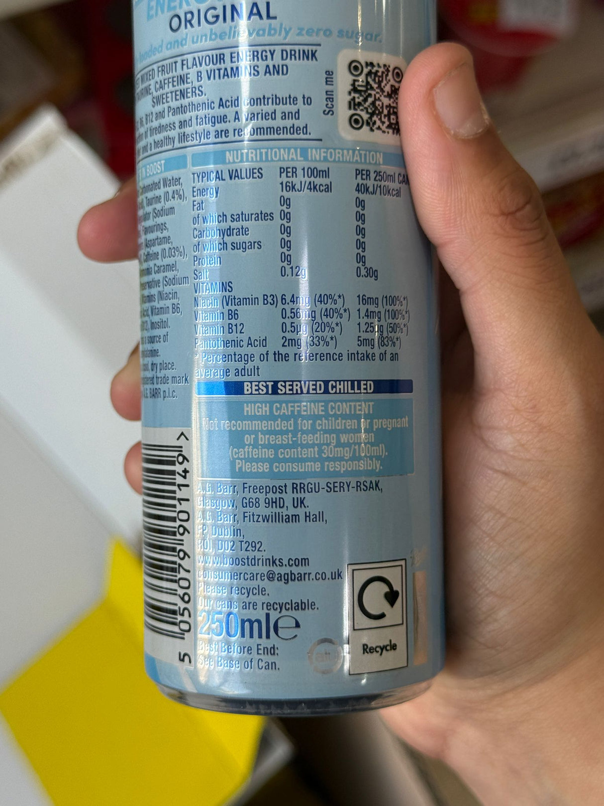 Boost Energy Zero Original 250ml Can