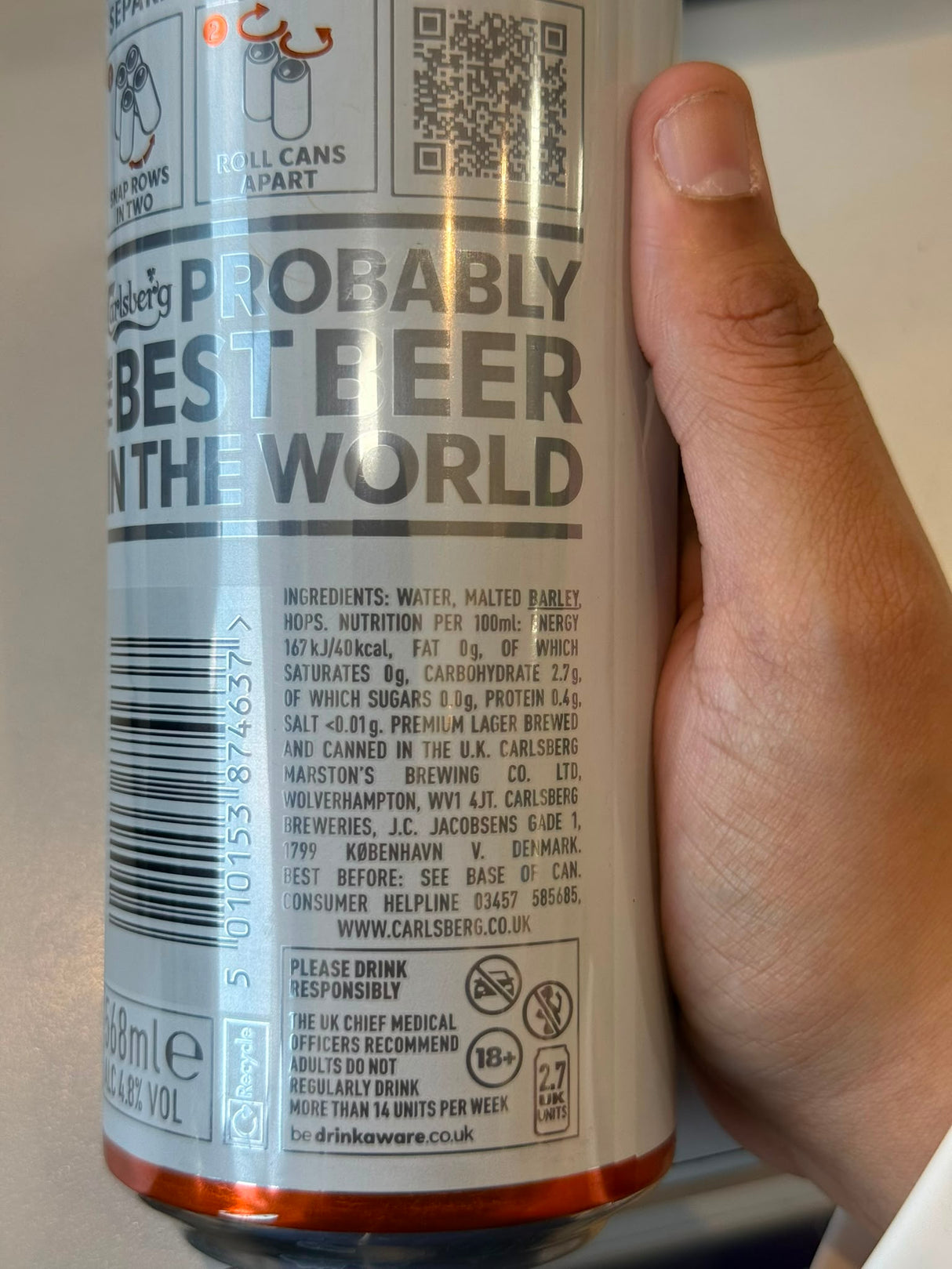 Carlsberg Premium Export Pilsner Pint Can 568ml