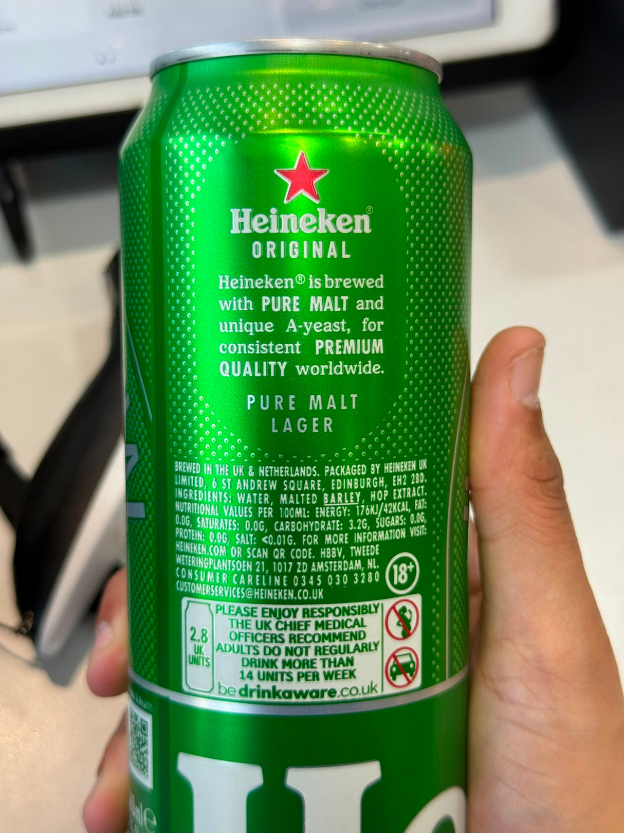 Heineken Original Pure Malt Lager Can 568ml