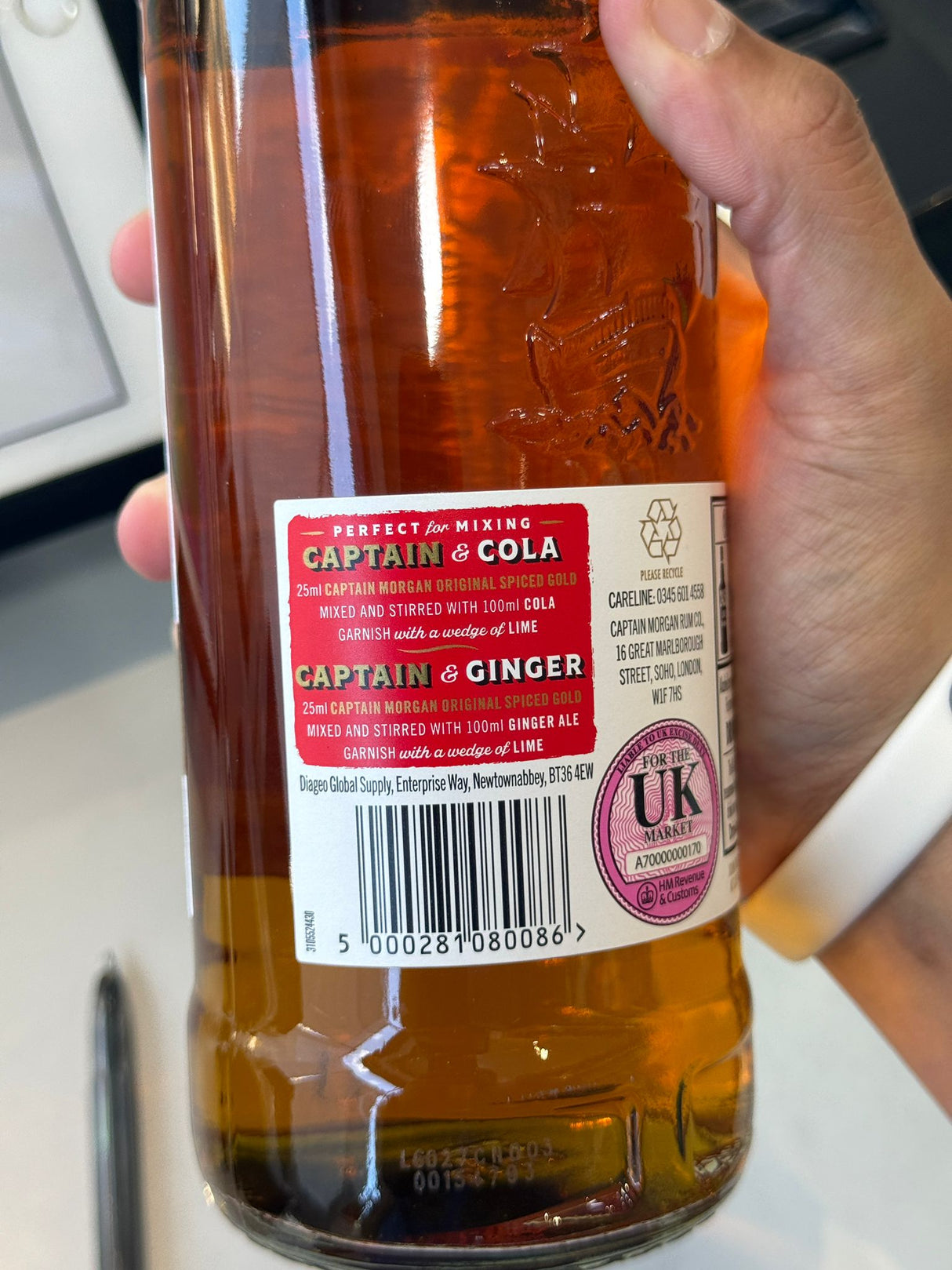 Captain Morgan Original Spiced Gold Rum 700ml serving suggestions Captain and Cola | Asian Grocery UK