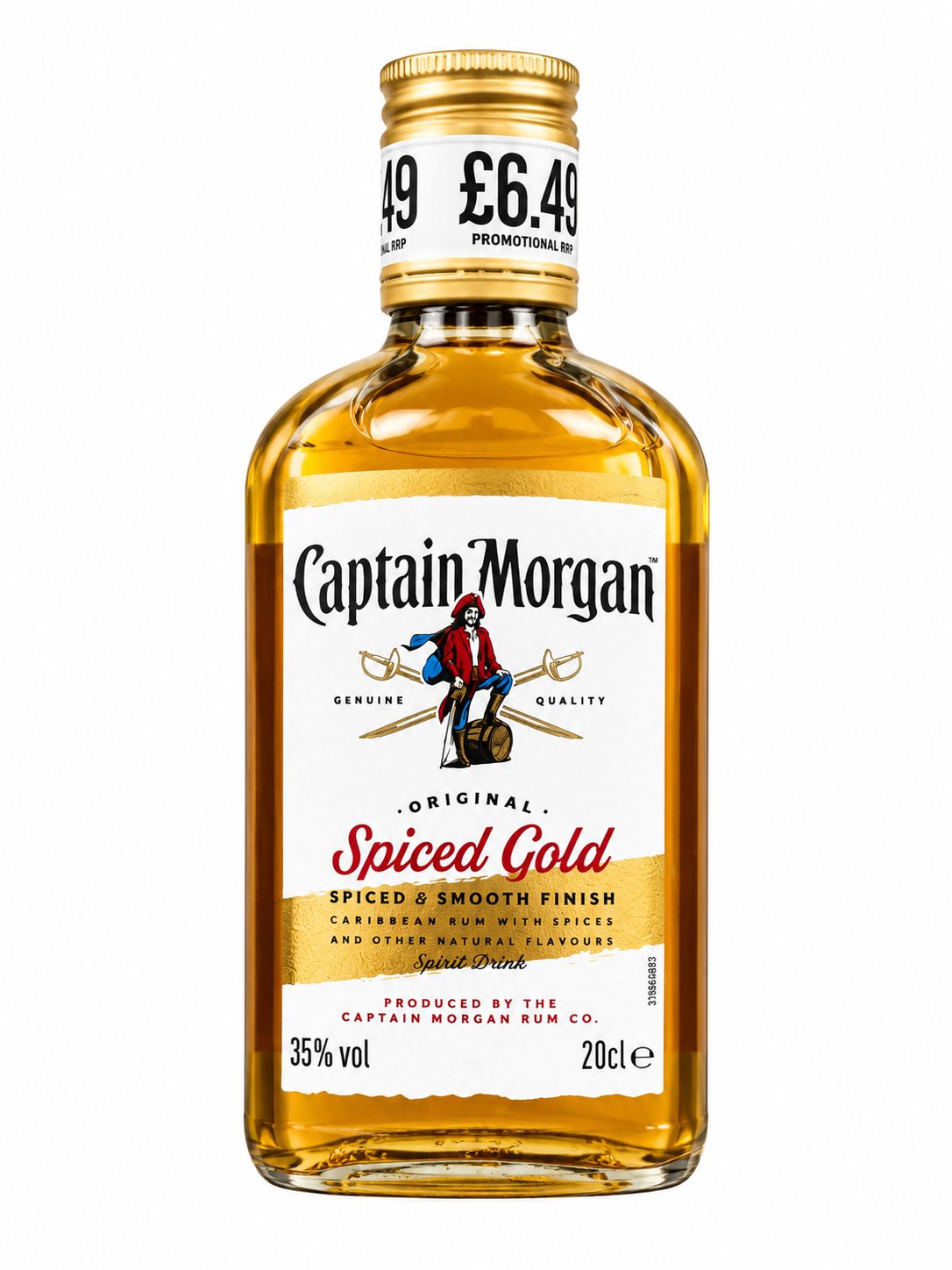 Captain Morgan Original Spiced Gold Rum 20cl back label barcode | Asian Grocery UK