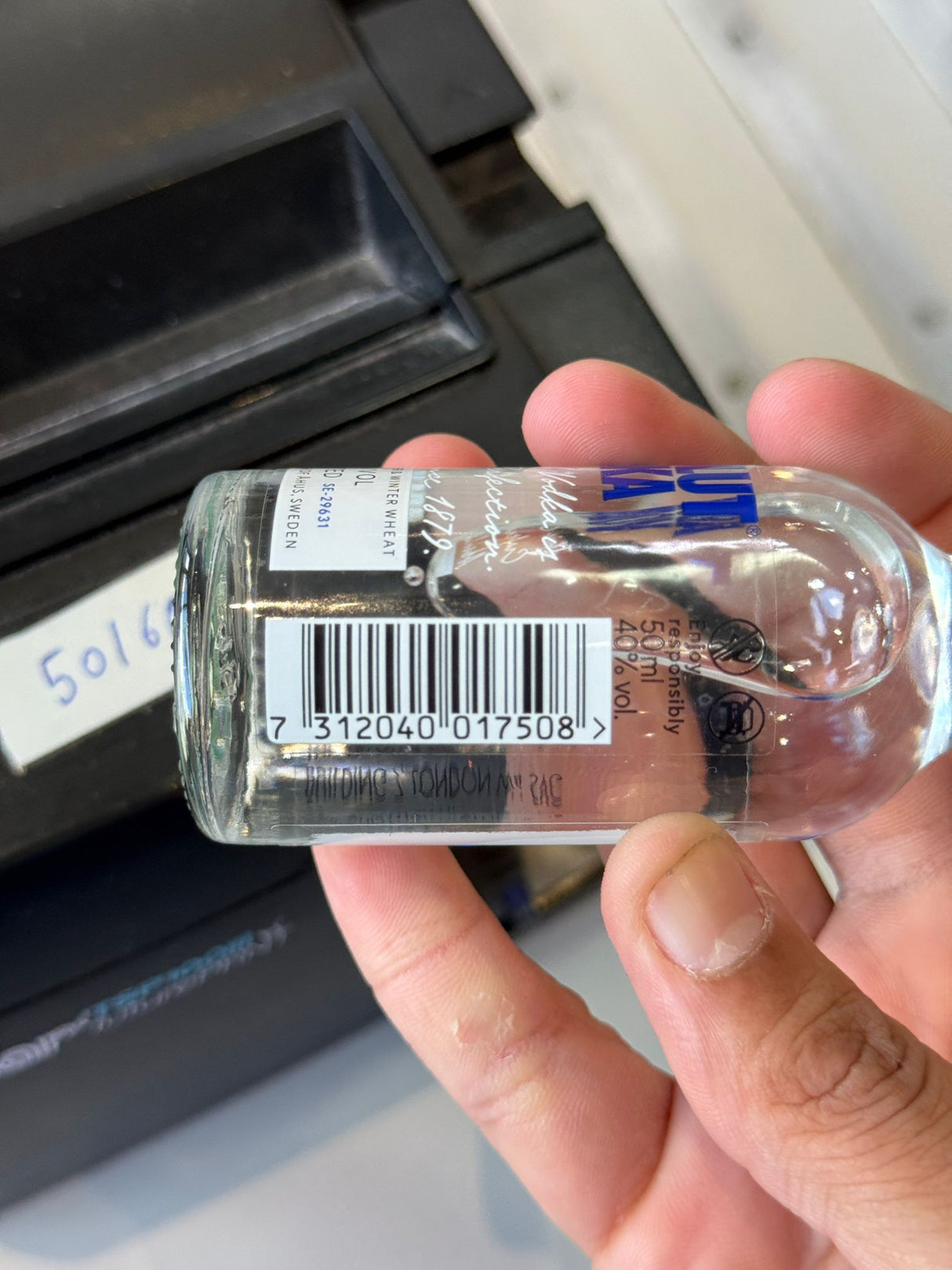 Absolut Vodka 50ml Miniature barcode and base detail | Asian Grocery UK