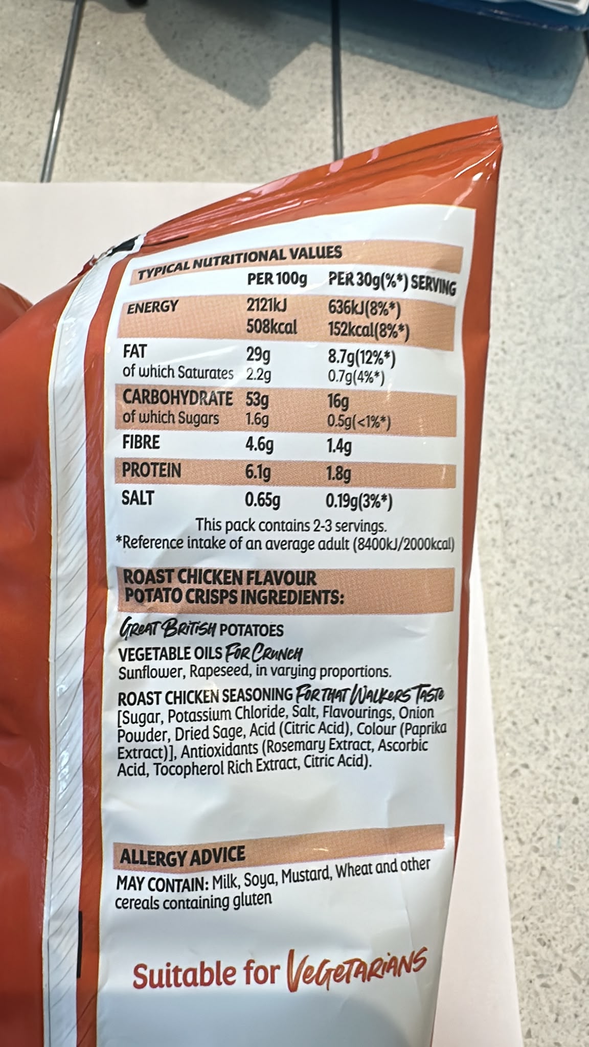 Walkers Crispy Roast Chicken Flavour Crisps 70g | Asian Grocery UK