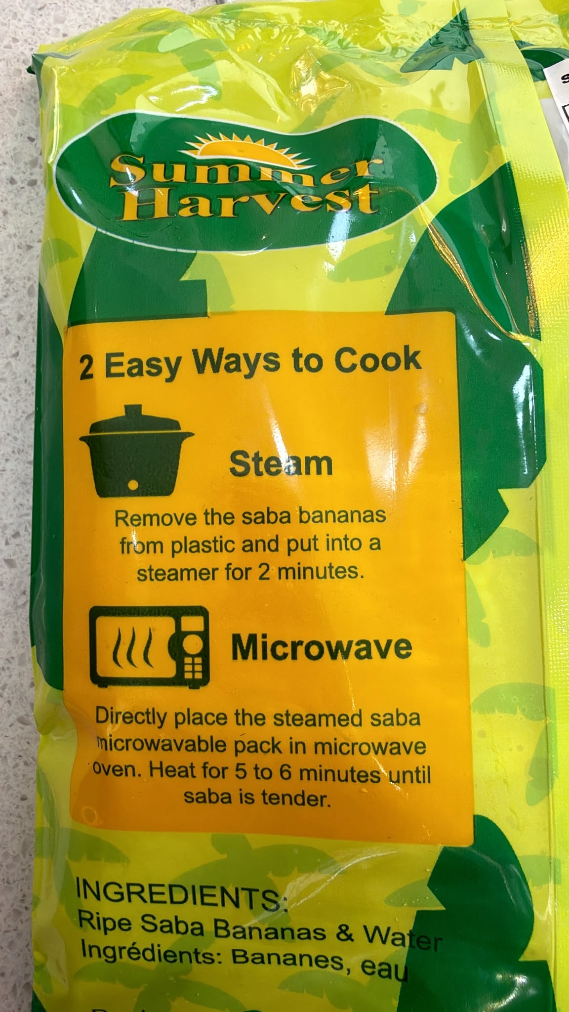 Summer Harvest Whole Steamed Bananas cooking instructions and ingredients | Asian Grocery UK
