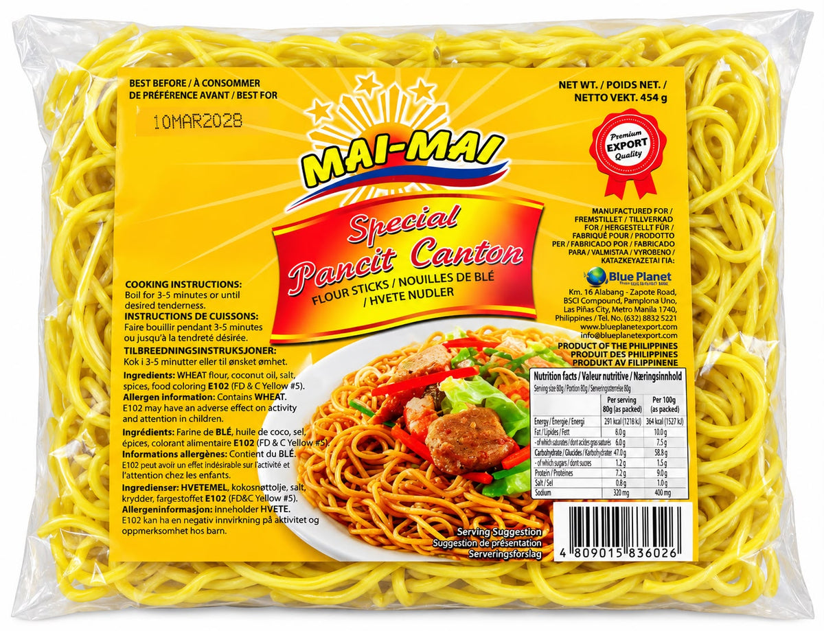 Mai Mai Special Pancit Canton 454g flour sticks front packaging | Asian Grocery UK