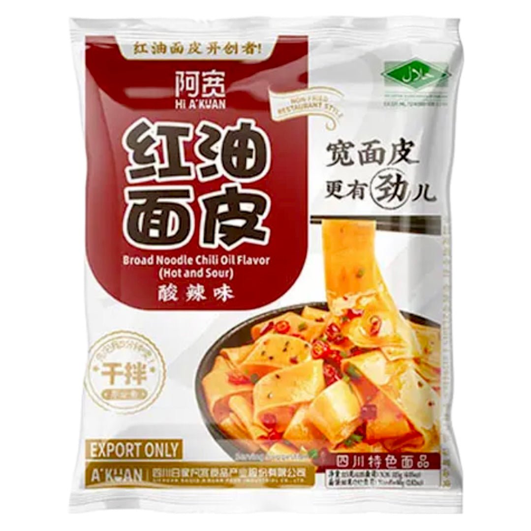AK BaiJia A - Kuan Broad Noodle Chilli Oil Flavour (Hot & Sour) 115g - Asian Online Superstore UK