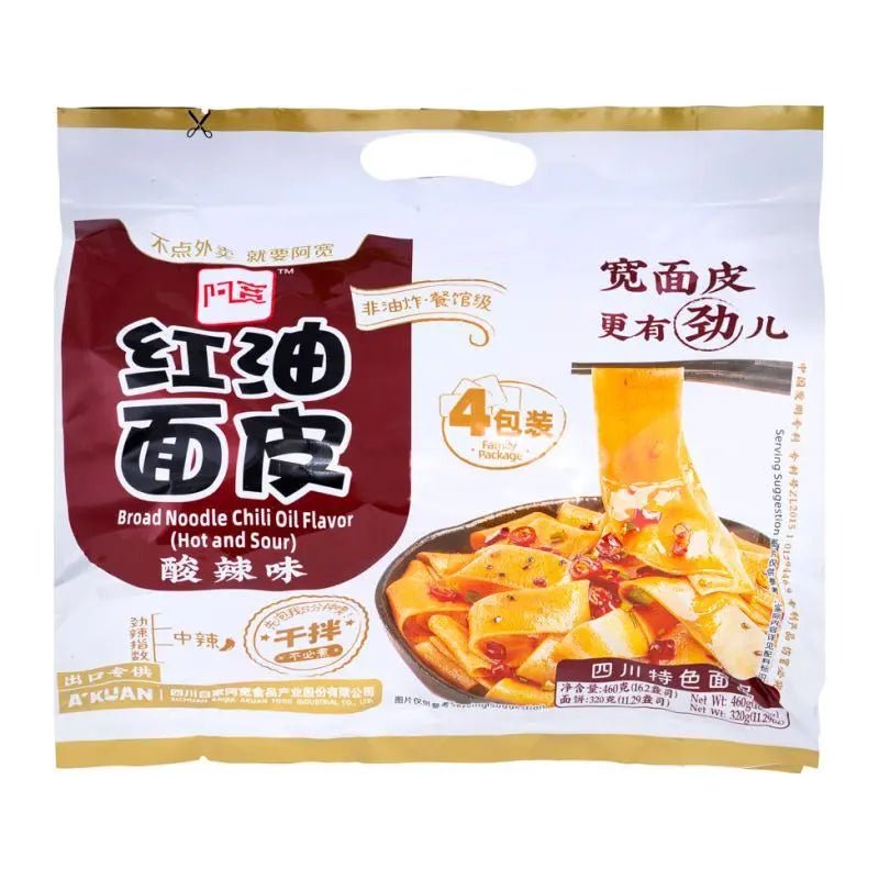 AK BaiJia A - Kuan Broad Noodle Hot & Sour Flavour (120gx4) 480g - Asian Online Superstore UK