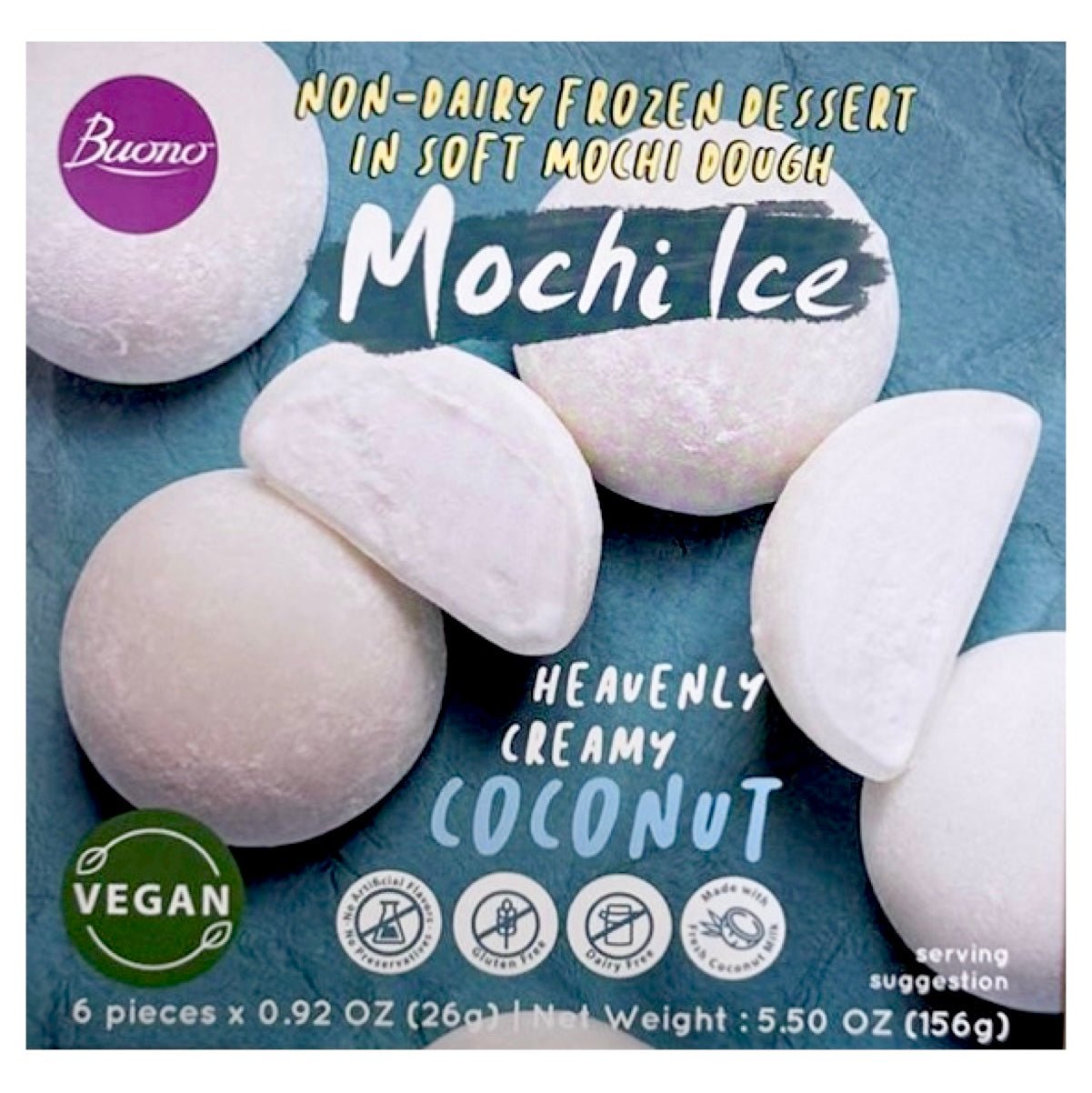 Buono Cononut Mochi Ice Cream (6pc) 156g - Asian Online Superstore UK
