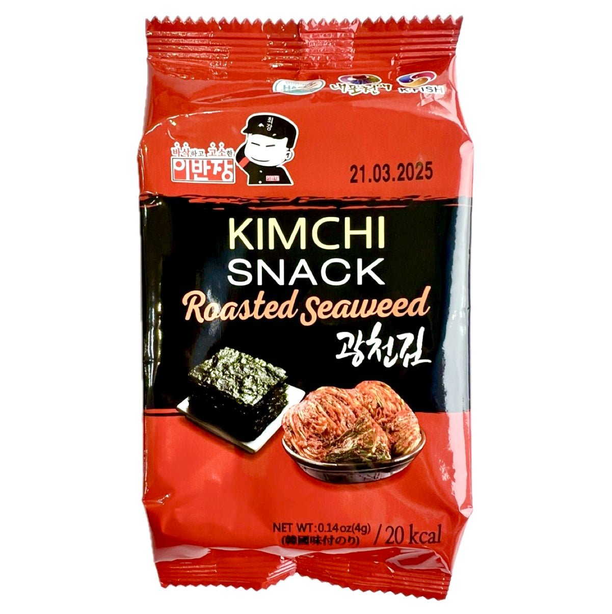 Captain Lee Seasoned Roasted Seaweed Kimchi Flavour 4g - Asian Online Superstore UK