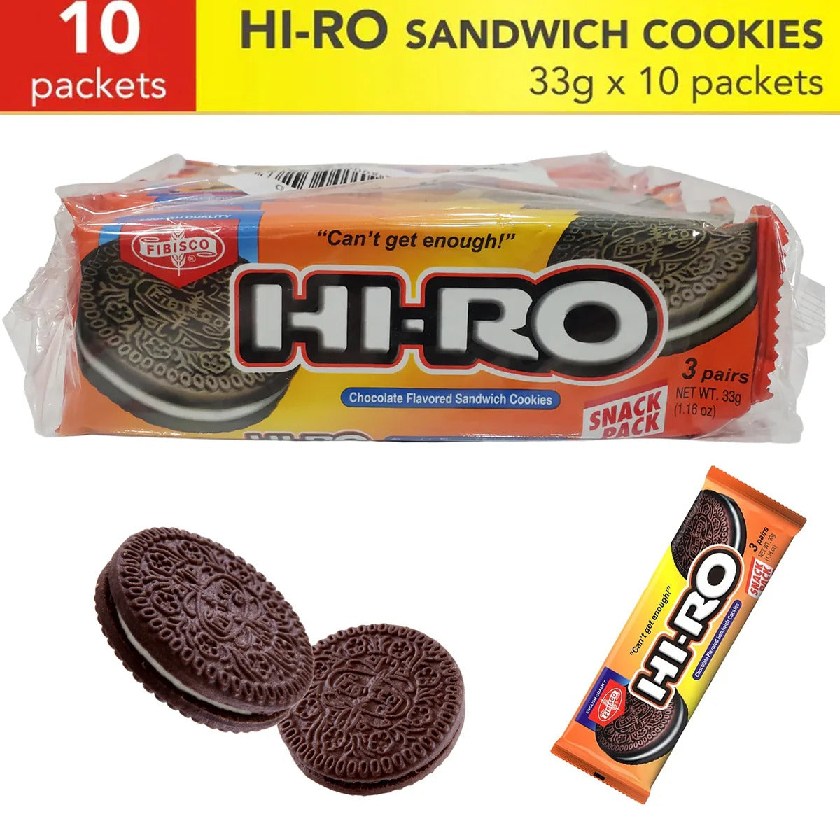 Fibisco Hi-Ro Chocolate Sandwich Cookies 10x33g