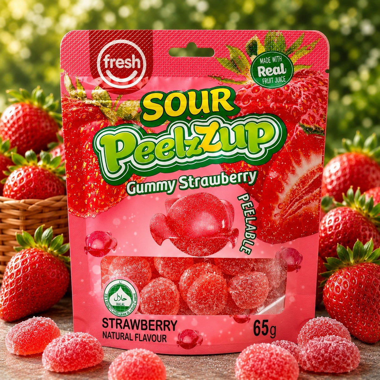Fresh Sour PeelzZup Gummy Strawberry 65g