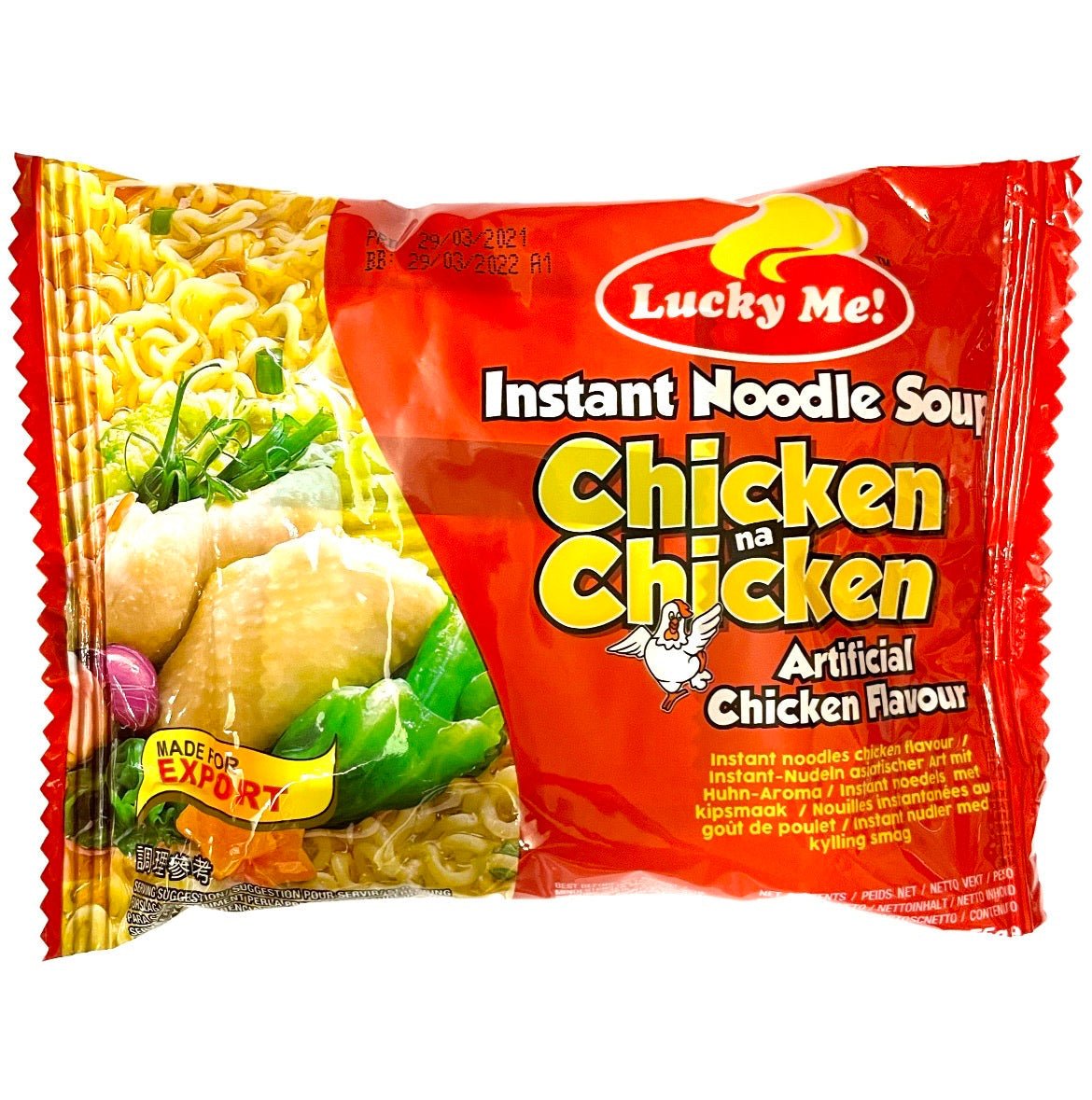 Lucky Me Chicken Mami with Garnish Instant Noodle (Chicken na Chicken) 55g - Asian Online Superstore UK