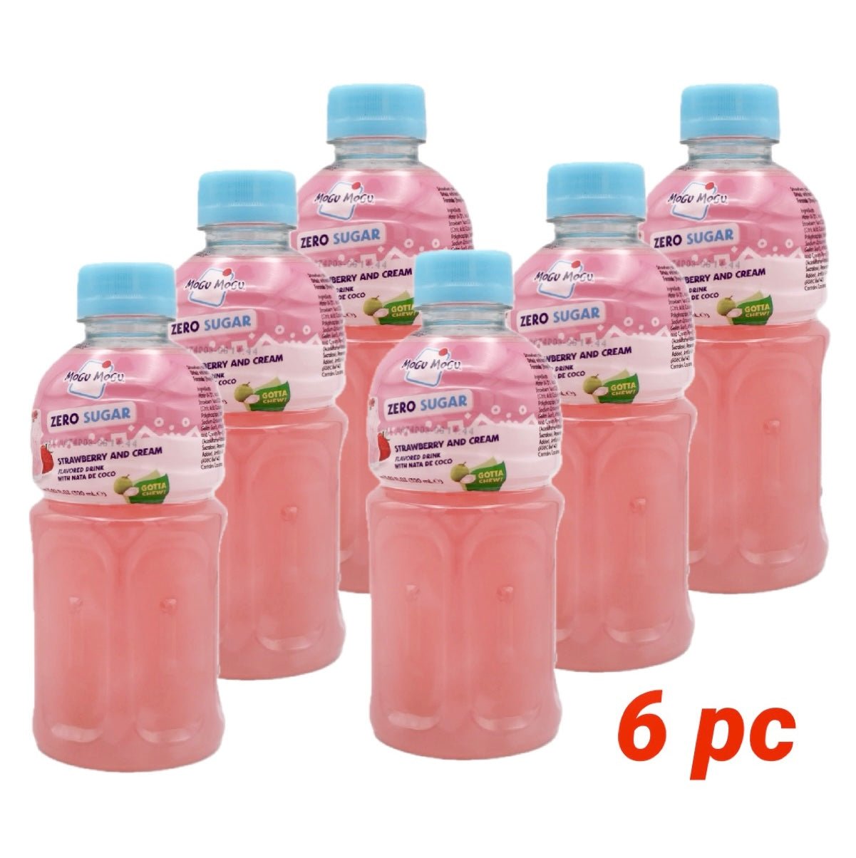 Mogu Mogu Nata De Coco Strawbery & Cream Flavour Zero Sugar 6x320ml - Asian Online Superstore UK