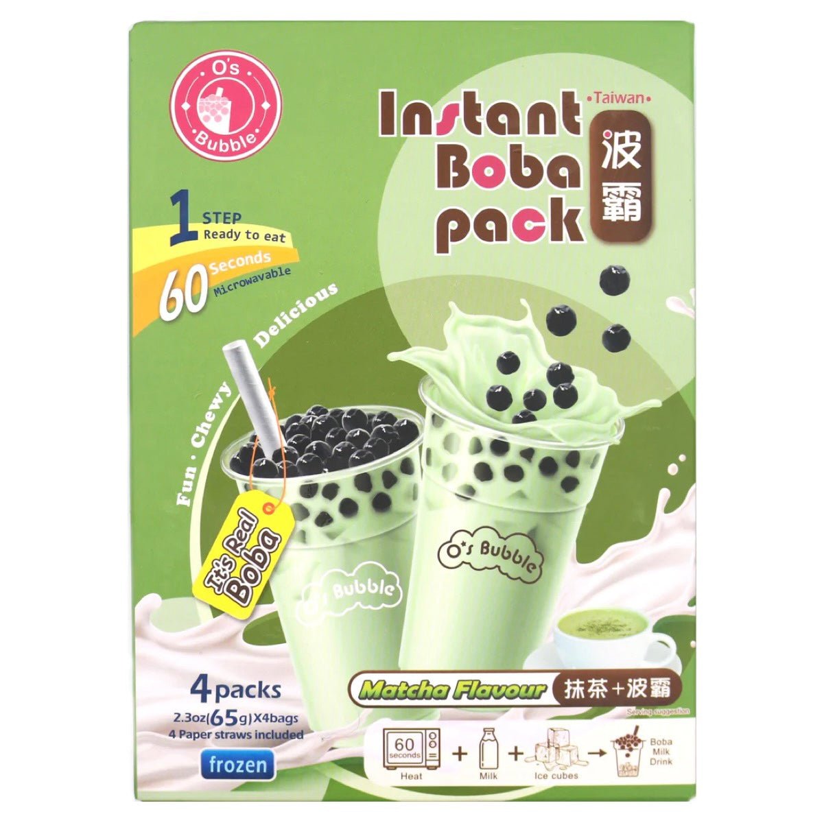 O’S Bubble Instant Boba Matcha Flavour (4Packs) 260g - Asian Online Superstore UK