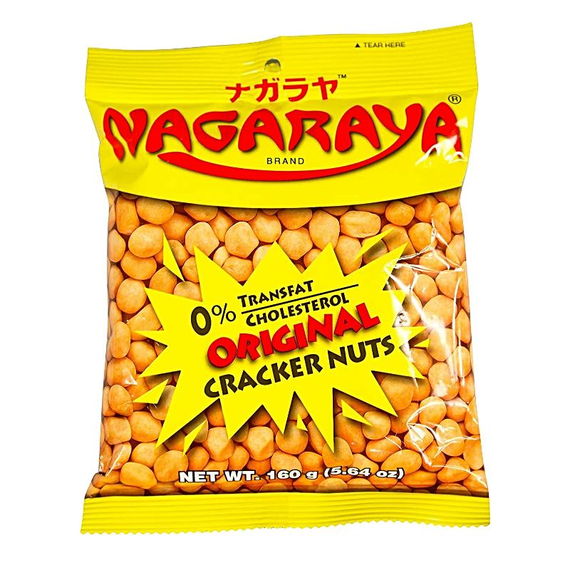 Crunchy Nagaraya Original Cracker Nuts in Butter flavor, showcasing golden, shell-coated peanuts in a 160g pack.