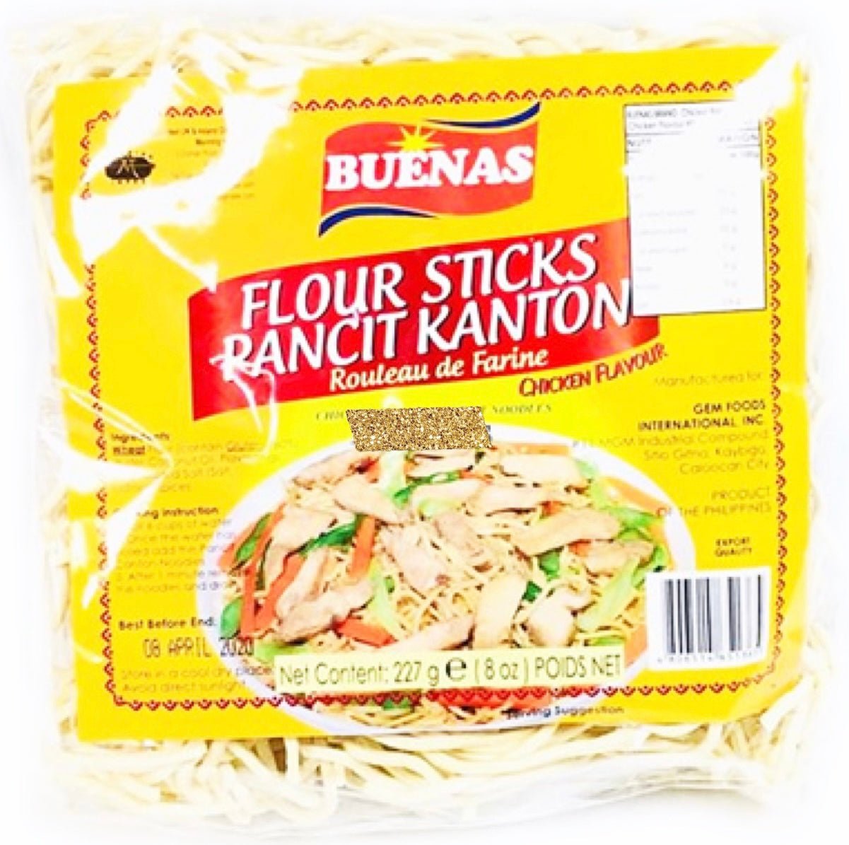 BUENAS Flour Sticks Chicken Flavoured (Pancit Kanton/Canton) 227g - Asian Online Superstore UK