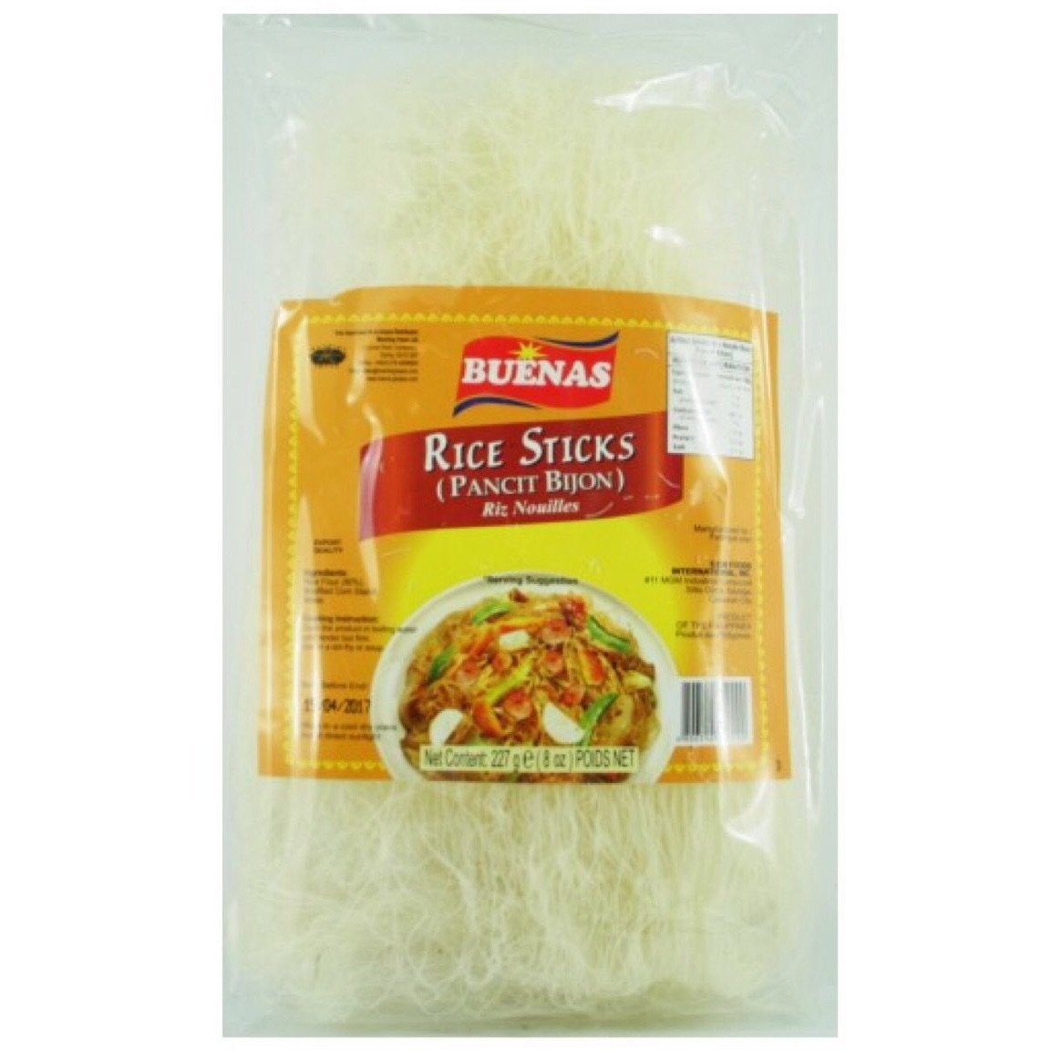 Buenas Pancit Bihon (Pancit Bijon - Rice Sticks Noodles) 1Box (50x227g) 11.350kg - Asian Online Superstore UK