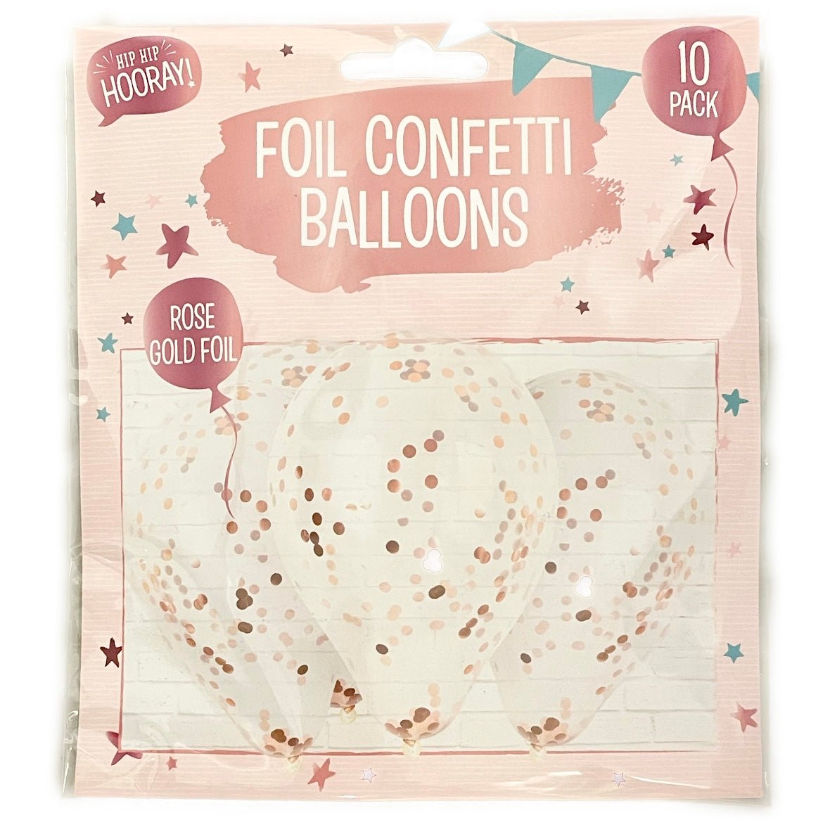 Hip Hip Hooray! Confetti Balloon - Rose Gold Foil (10 Pack) - Asian Online Superstore UK