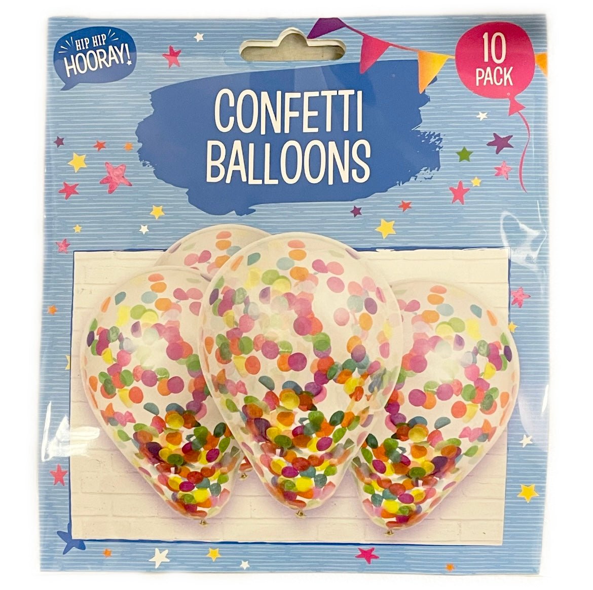 Hip Hip Hooray! Confetti Balloons - Multi Coloured (10 Pack) - Asian Online Superstore UK