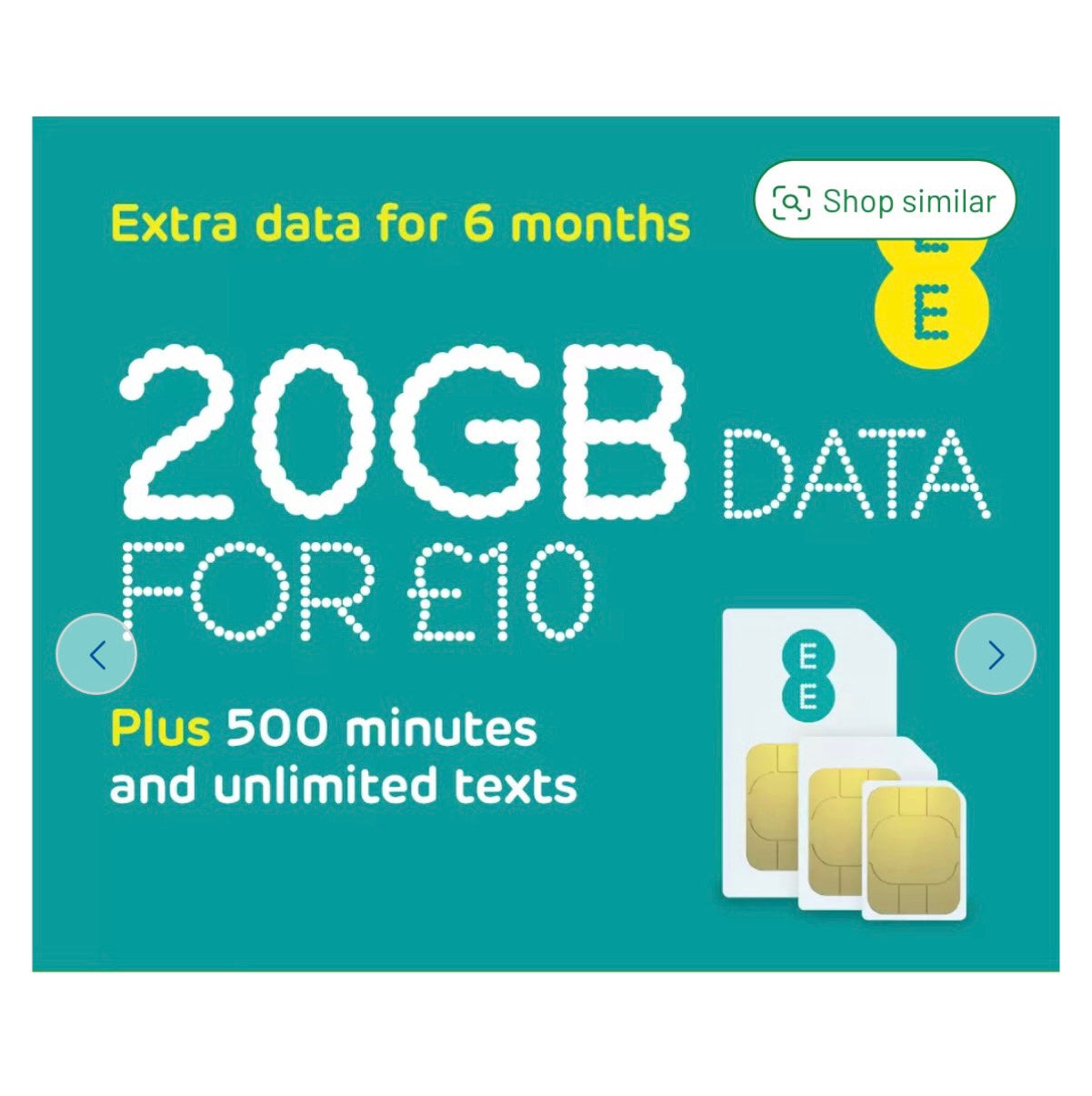 Sim Card EE 20GB Data