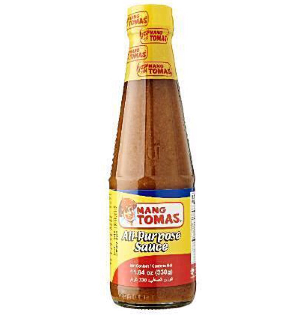 Savor the rich, tangy flavor of Mang Tomas Regular All Purpose Sauce in a 330ml bottle, perfect for marinating or stir-frying.