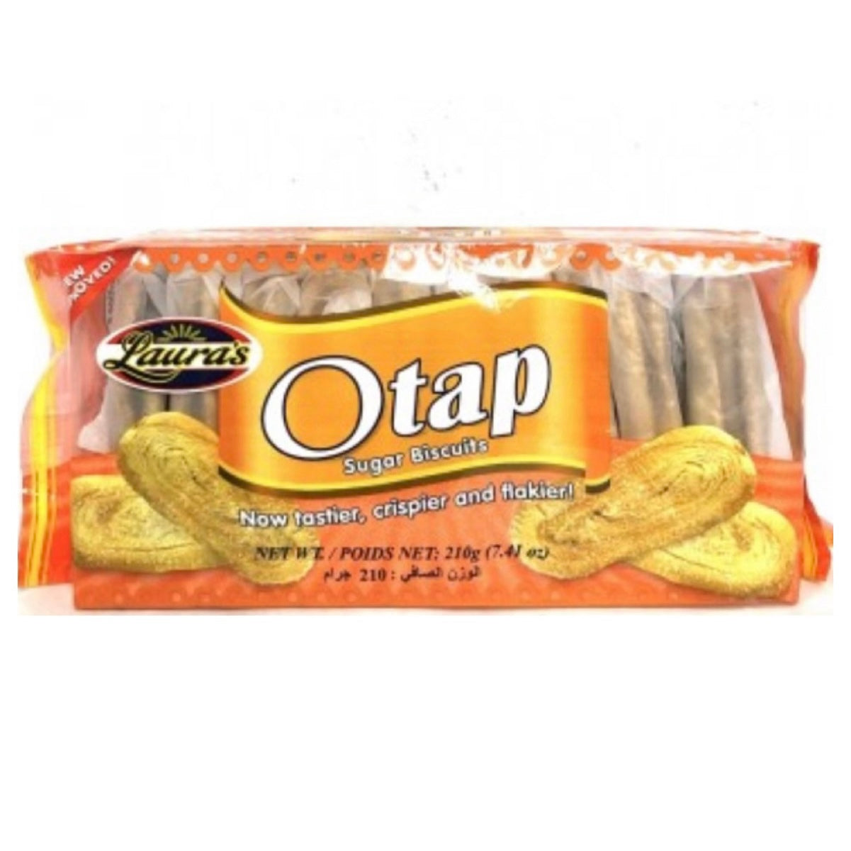 Crispy and flaky Laura’s Otap Original Cookies in a 210g pack, showcasing golden, layered biscuits perfect for snacking.