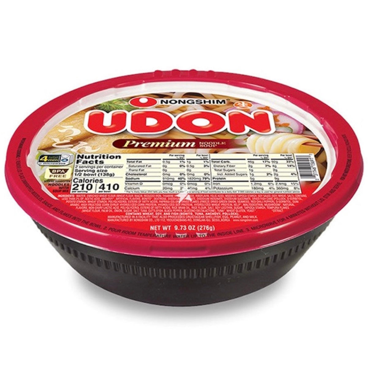 Korean Nongshim Udong Bowl Premium Instant Noodle Soup (Saeng Saeng)