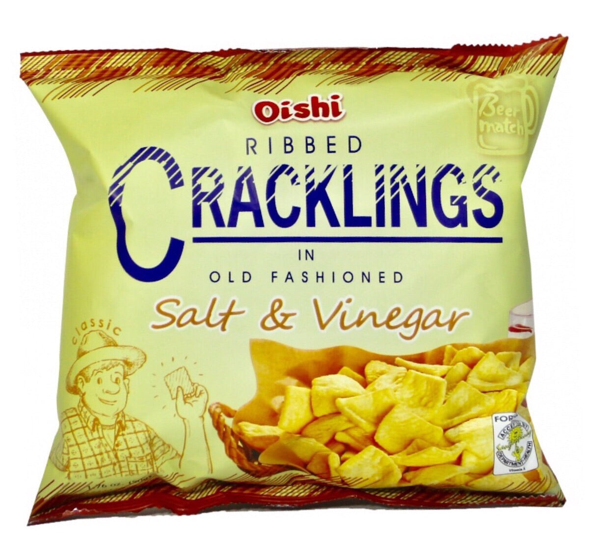 Oishi Ribbed Cracklings in Old Fashion Salt & Vinegar Flavour 50g - AOS Express