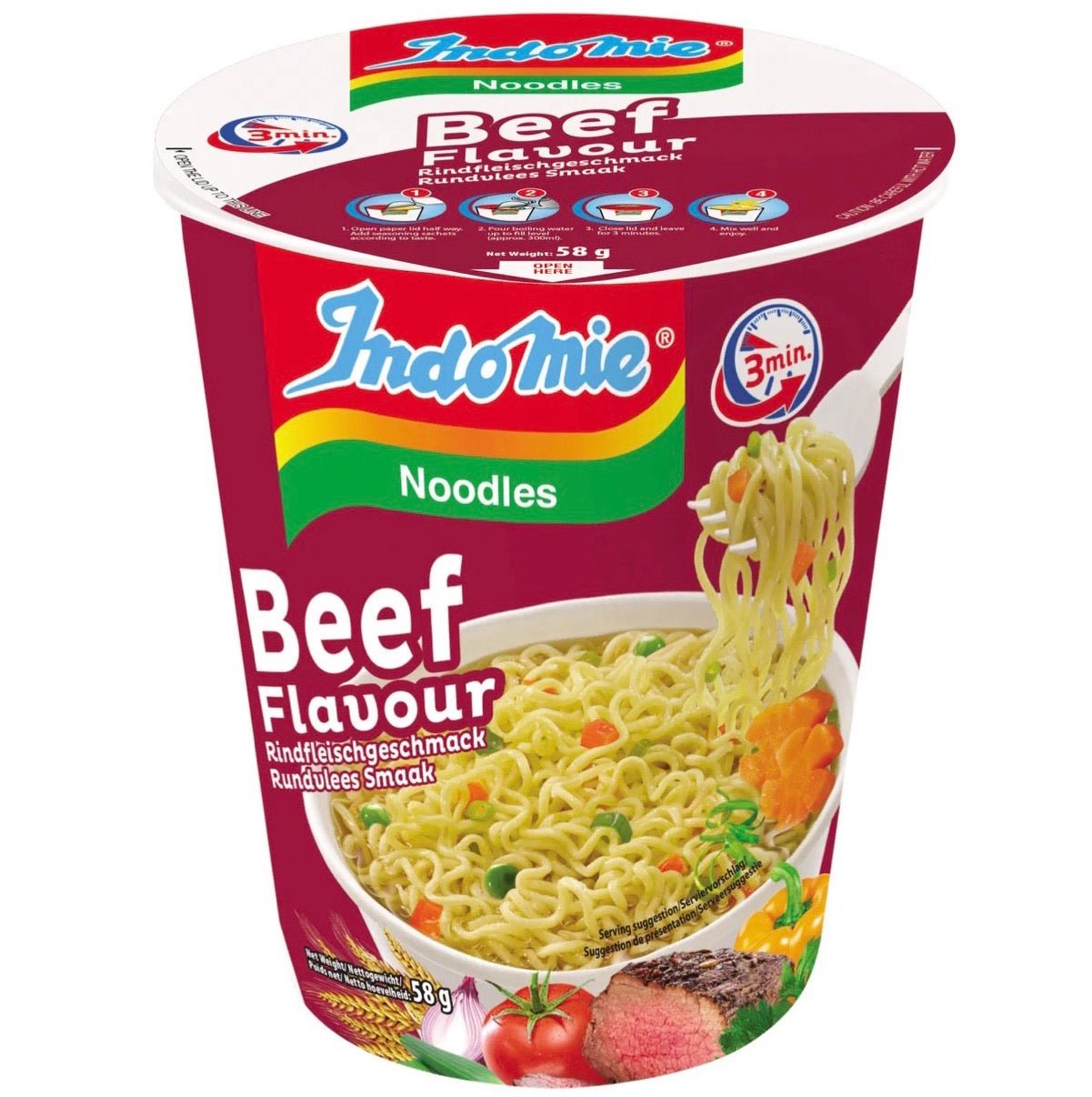 Indo Mie Beef Flavour Cup Noodles 58g - Asian Online Superstore UK